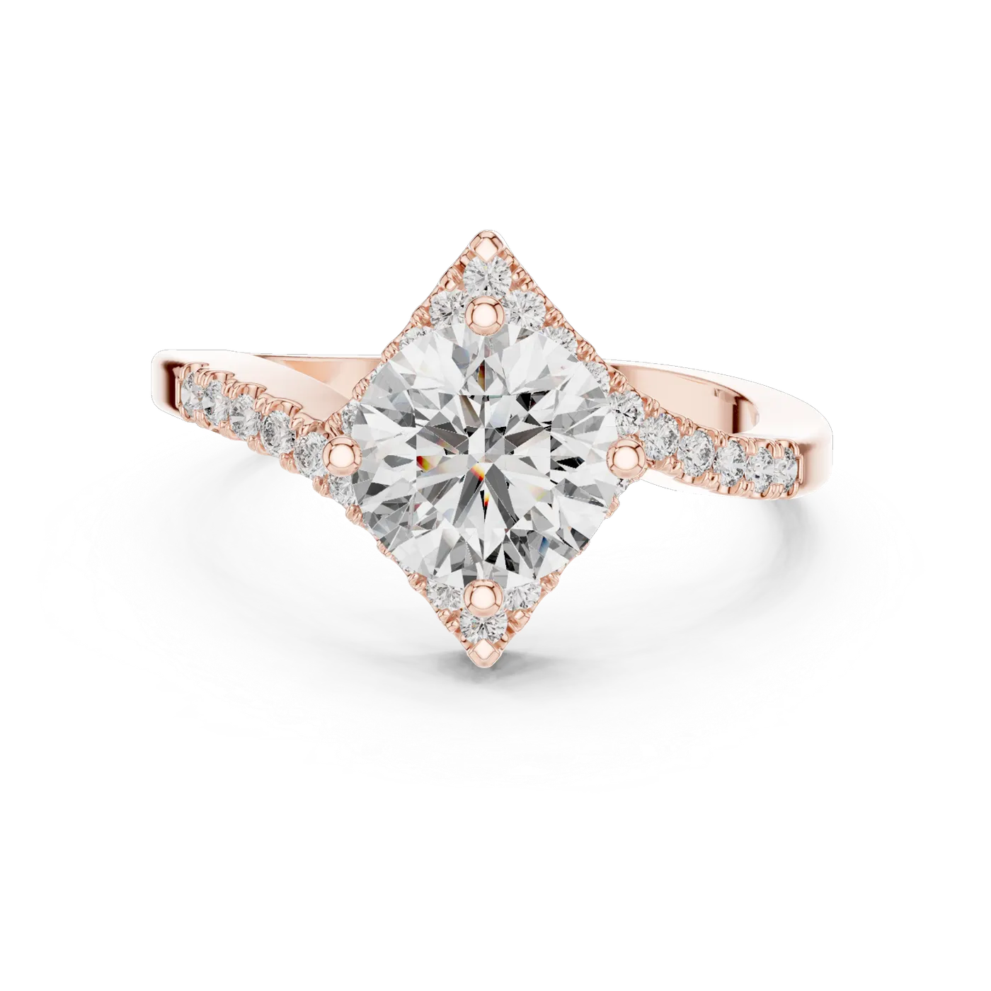Bague de fiançailles Marguerite 1,46 ct n°2 en or rose 18 carats, diamant rond, vue 4
