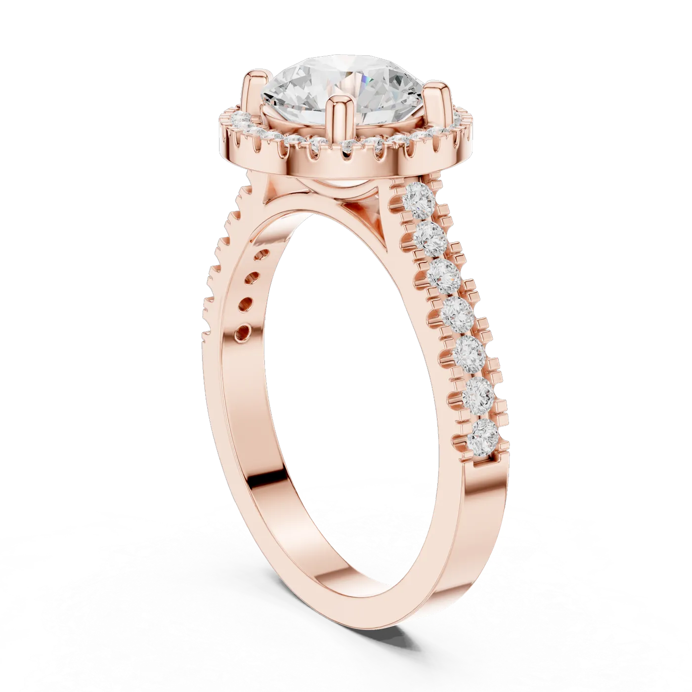 Bague de fiançailles Marguerite 1,52 ct n°2 en or rose 18 carats, diamant rond, vue 1