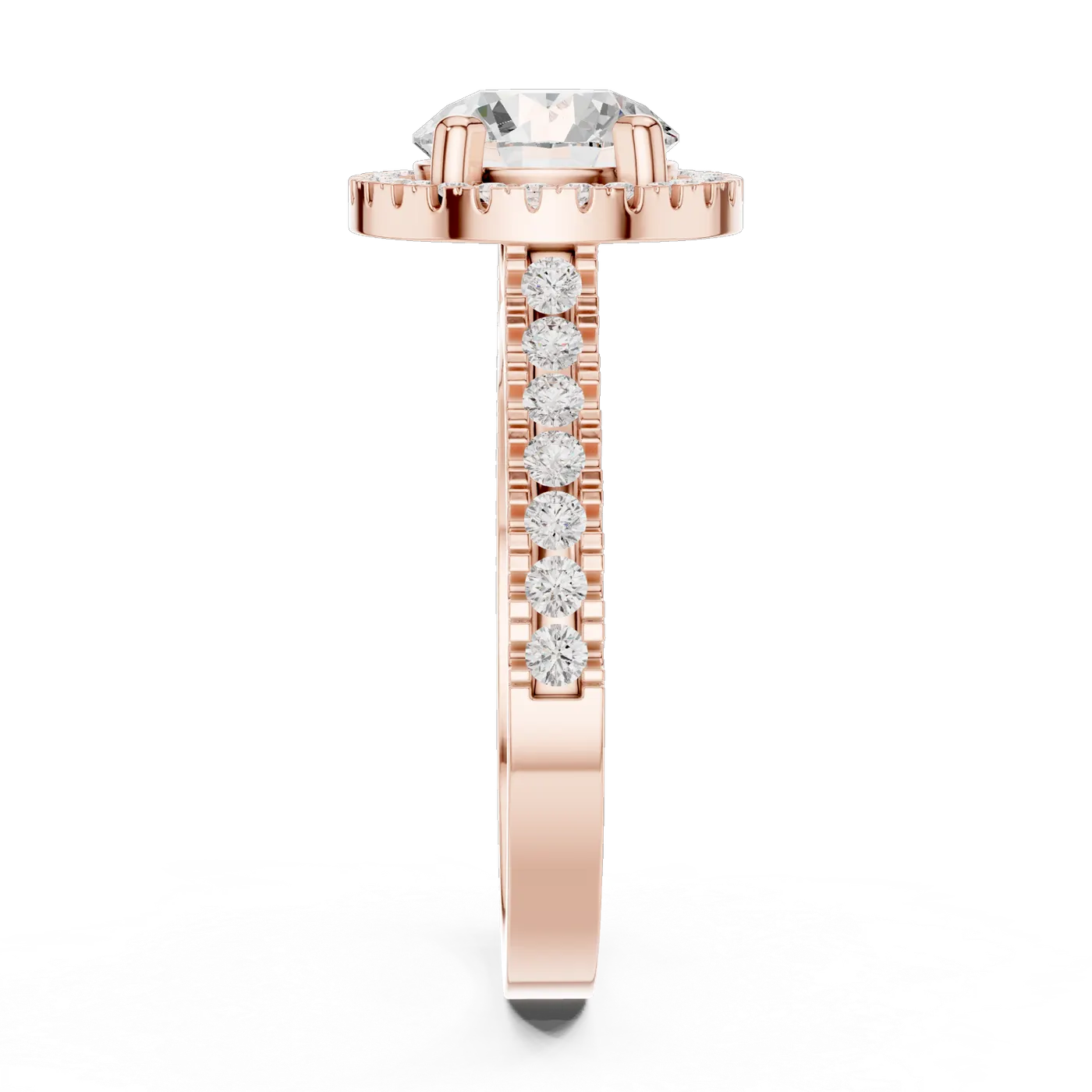 Bague de fiançailles Marguerite 1,52 ct n°2 en or rose 18 carats, diamant rond, vue 3