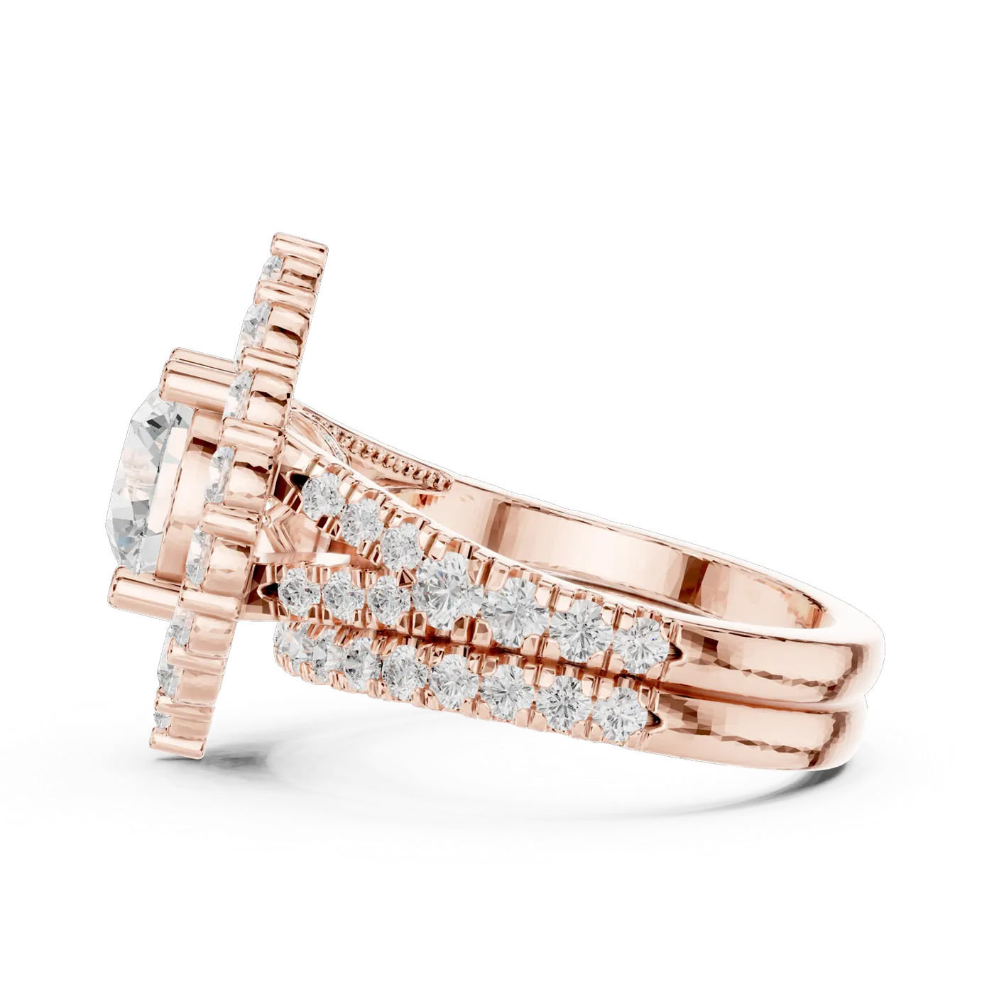 Bague de fiançailles Marguerite 1,58 ct n°2 en or rose 18 carats, diamant rond, vue 3