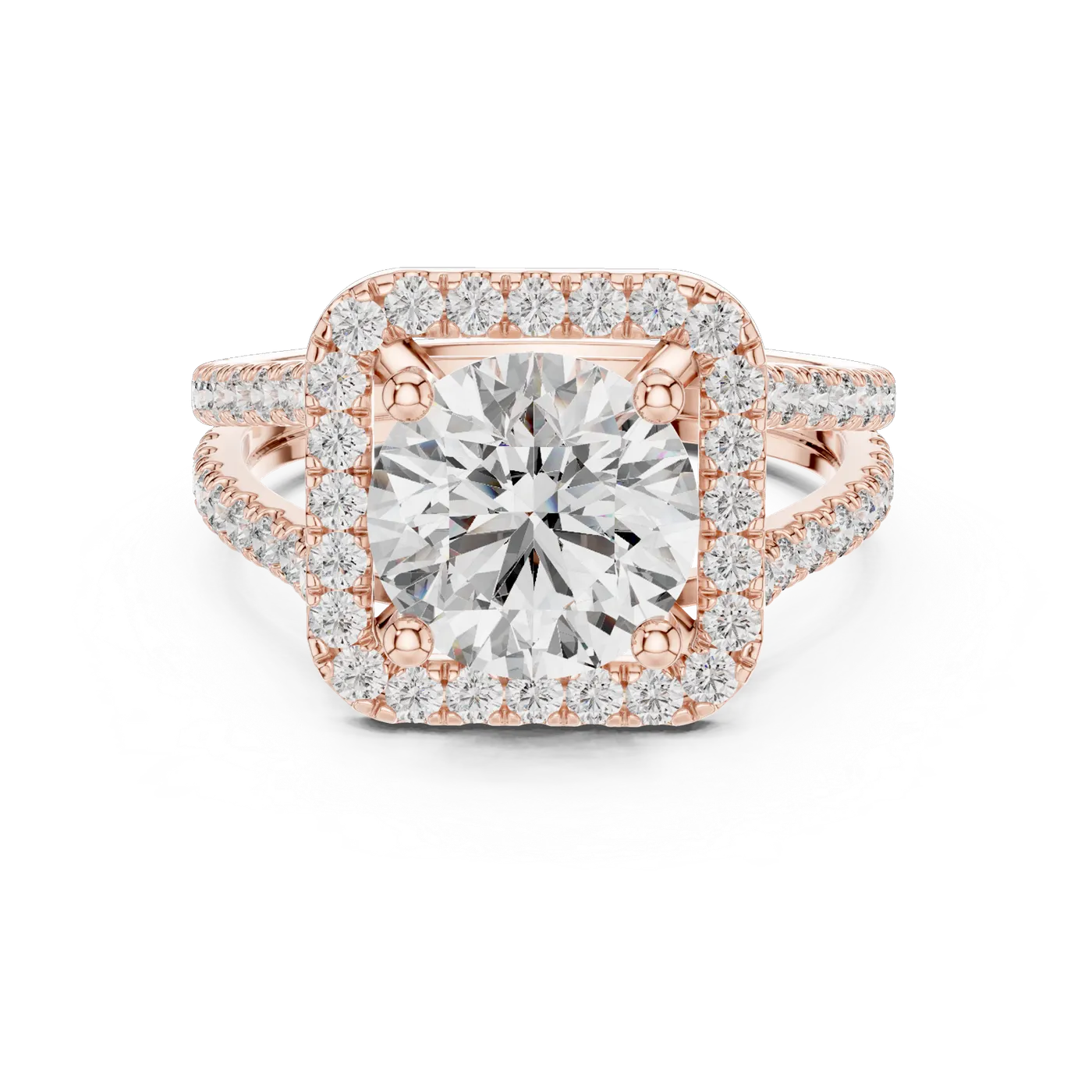 Bague de fiançailles Marguerite 2,07 ct n°3 en or rose 18 carats, diamant rond, vue 4