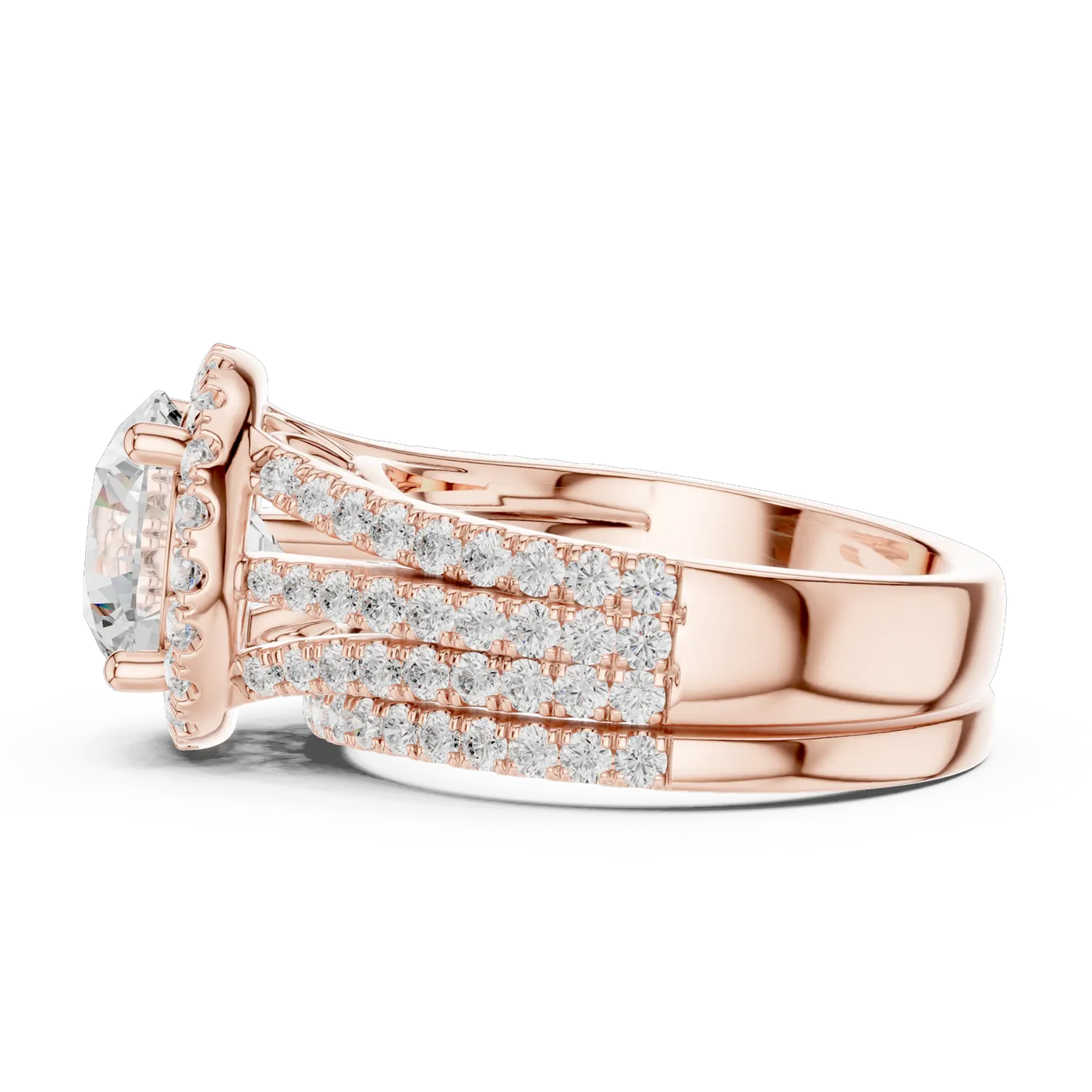 Bague de fiançailles Marguerite 2,47 ct en or rose 18 carats, diamant rond, vue 3