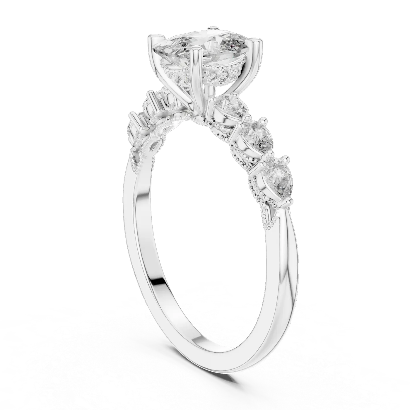 Bague de fiançailles Pivoine 1,06 ct en or blanc 18 carats, diamant coussin, vue 1