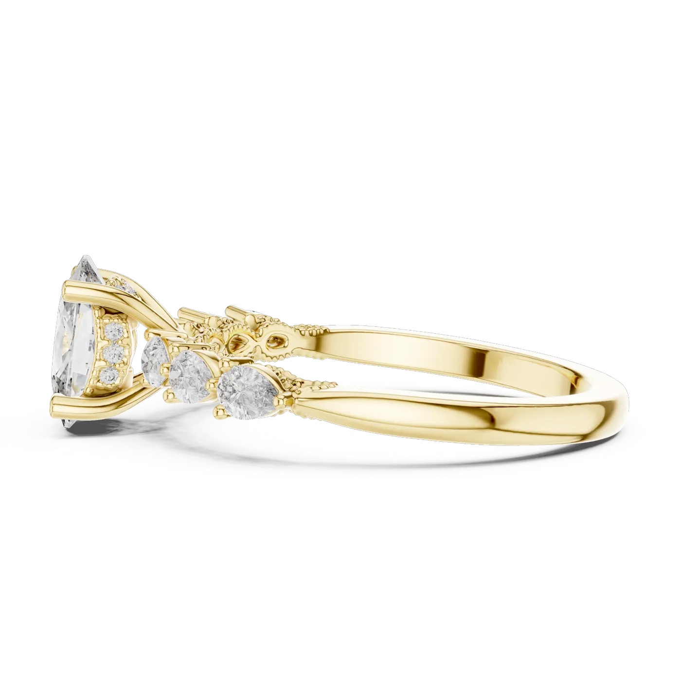 Bague de fiançailles Pivoine 1,06 ct en or jaune 18 carats, diamant coussin, vue 3