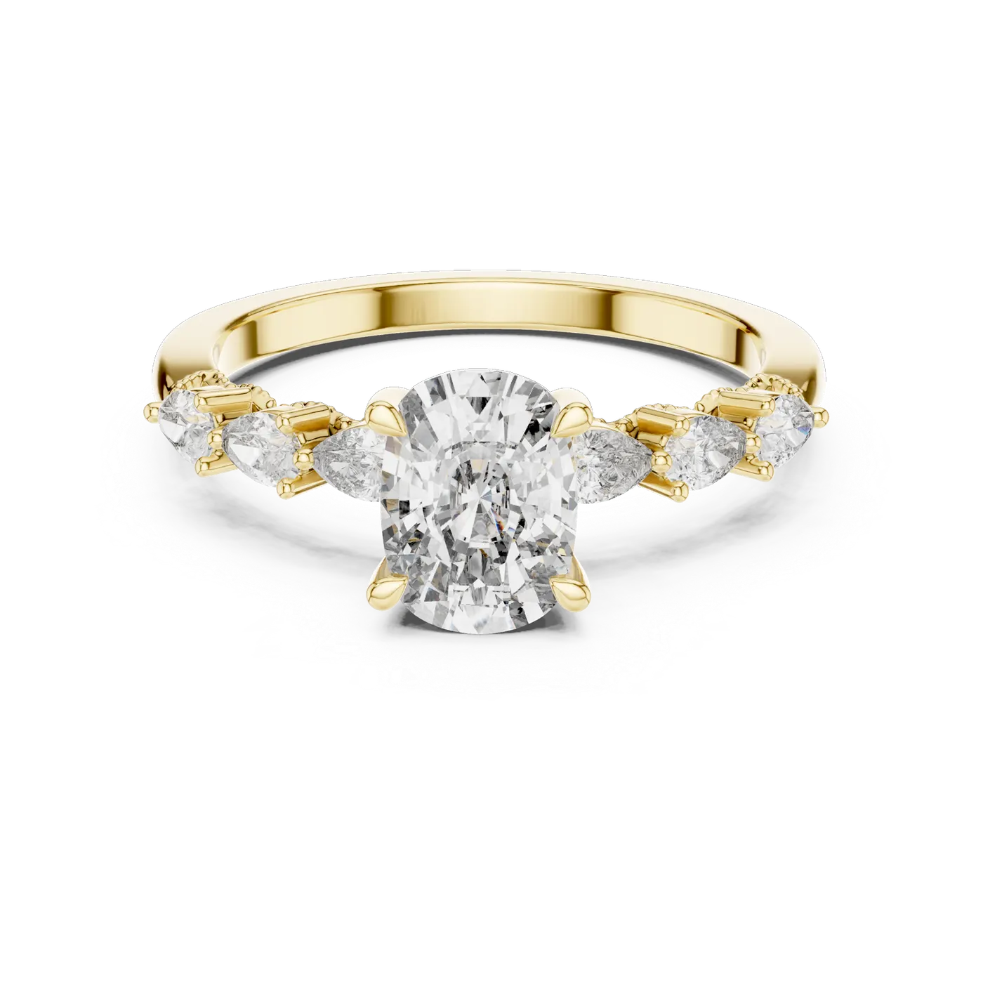 Bague de fiançailles Pivoine 1,06 ct en or jaune 18 carats, diamant coussin, vue 4