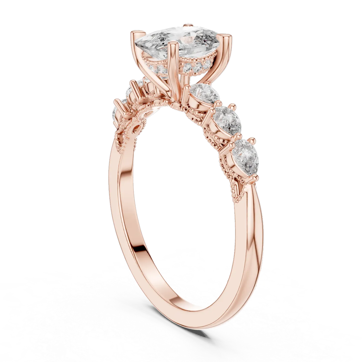 Bague de fiançailles Pivoine 1,06 ct en or rose 18 carats, diamant coussin, vue 1
