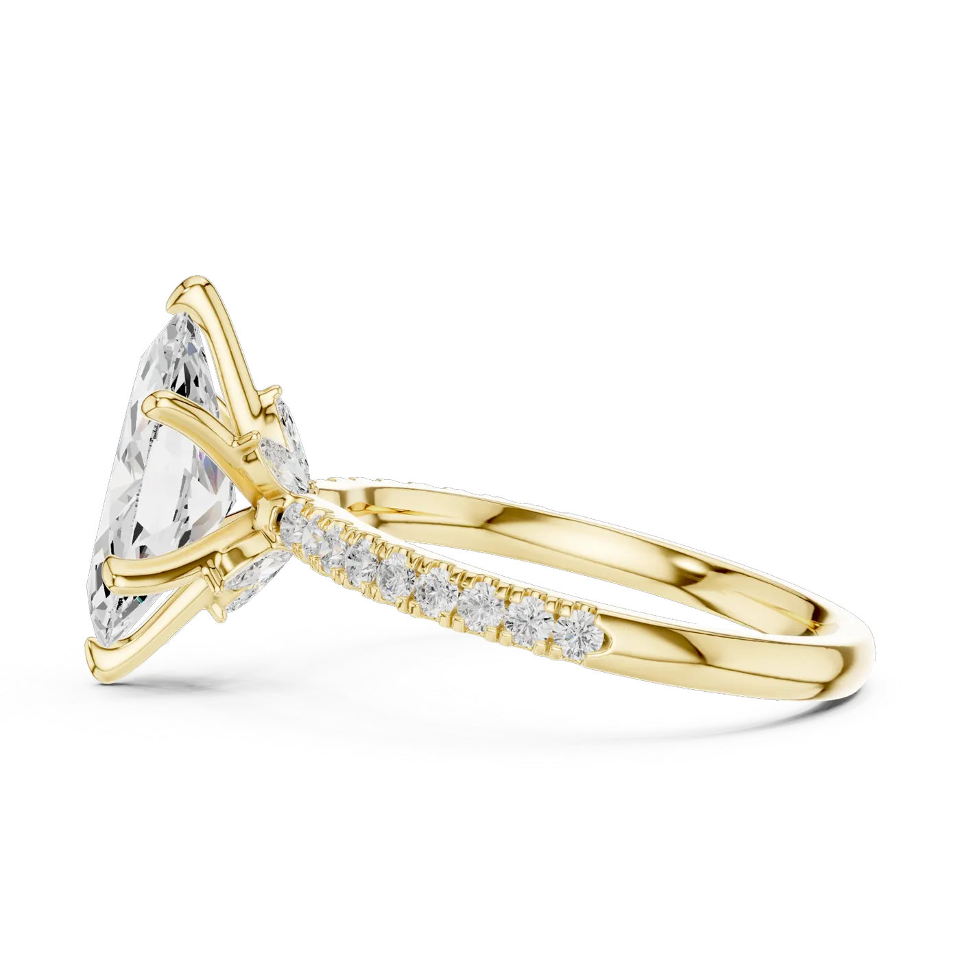 Bague de fiançailles Lys 1,56 ct n°2 en or jaune 18 carats, diamant marquise, vue 3