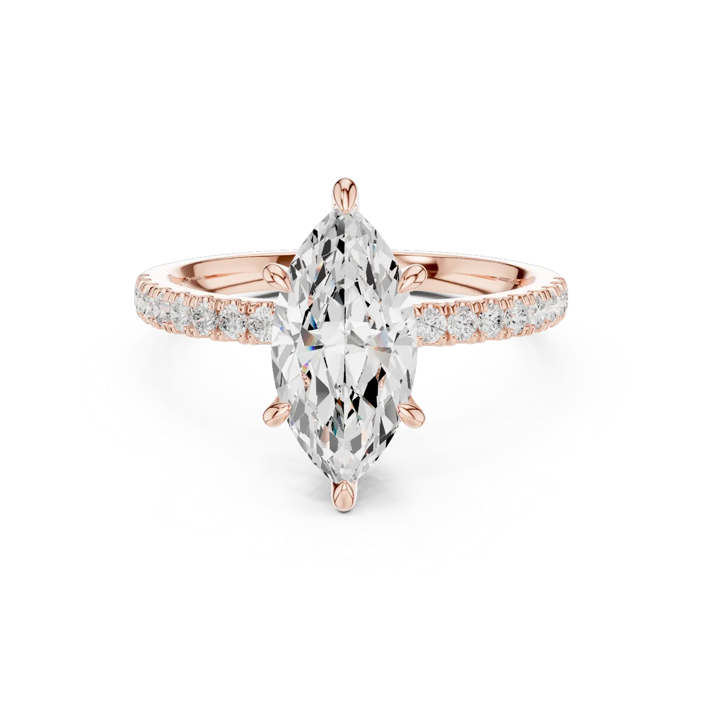 Bague de fiançailles Lys 1,56 ct n°2 en or rose 18 carats, diamant marquise, vue 4