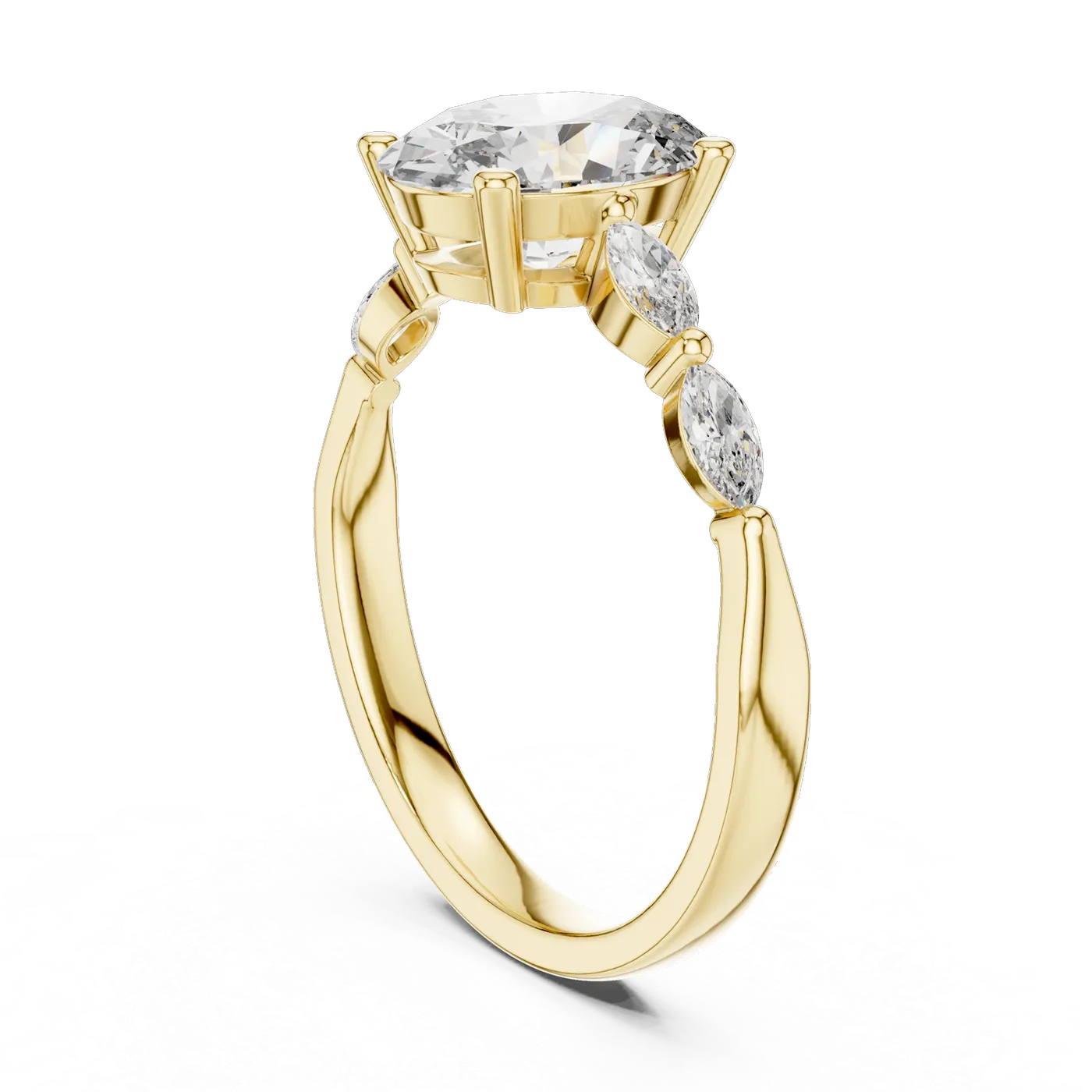 Bague de fiançailles Magnolia 1,22 ct en or jaune 18 carats, diamant ovale, vue 1