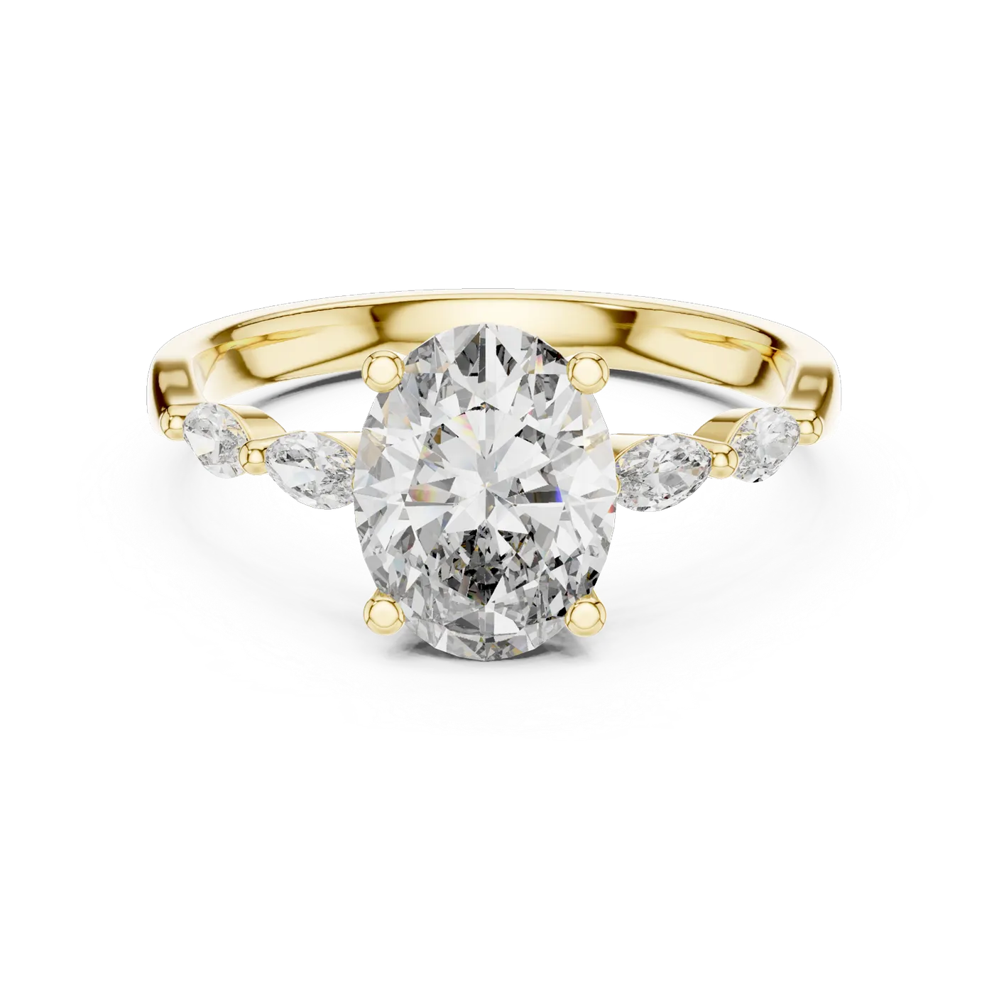 Bague de fiançailles Magnolia 1,28 ct en or jaune 18 carats, diamant ovale, vue 4