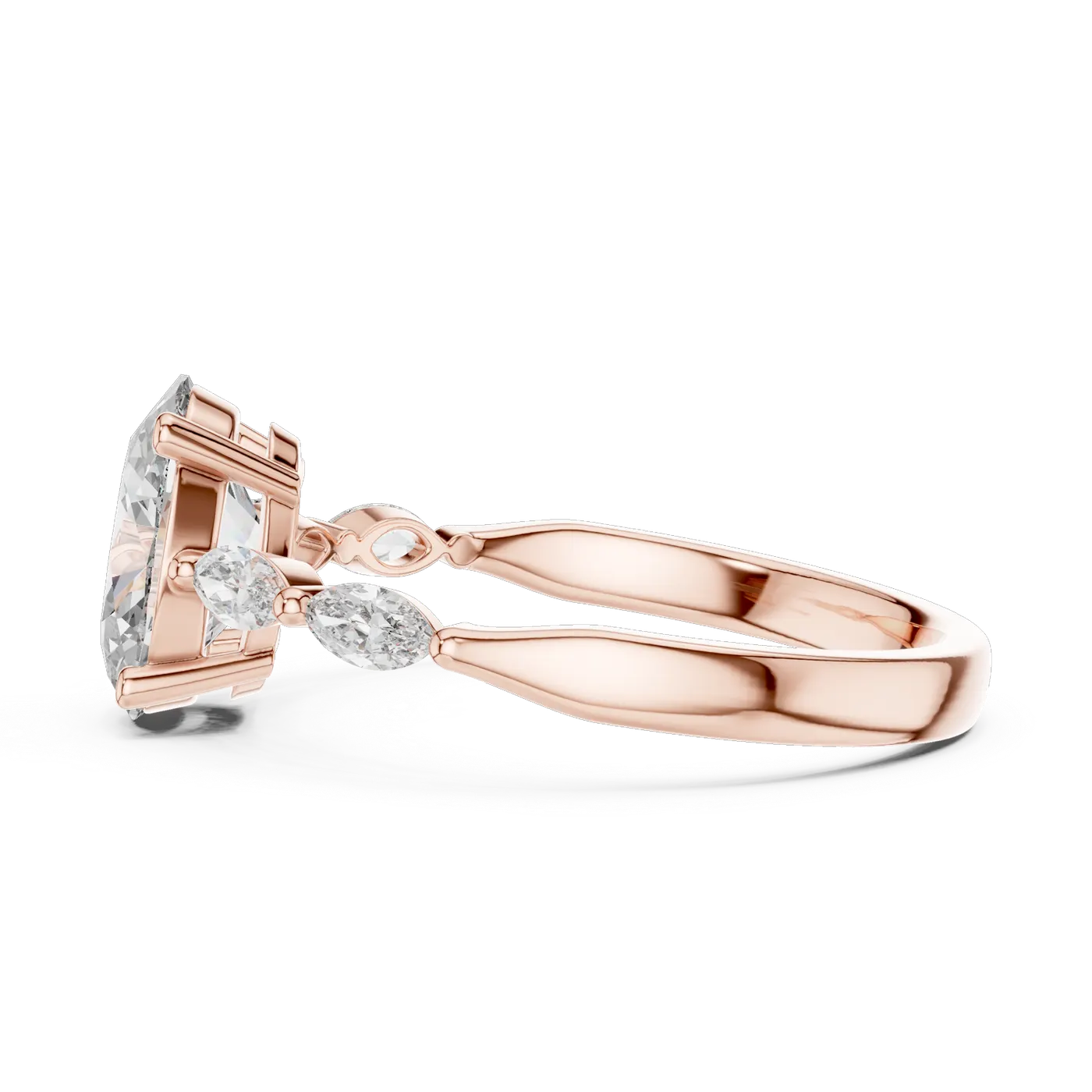 Bague de fiançailles Magnolia 1,28 ct en or rose 18 carats, diamant ovale, vue 3