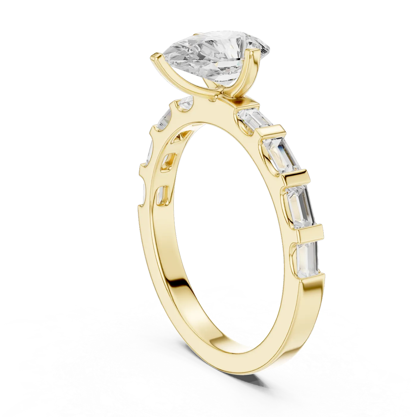 Bague de fiançailles Dahlia 0,96 ct en or jaune 18 carats, diamant poire, vue 1