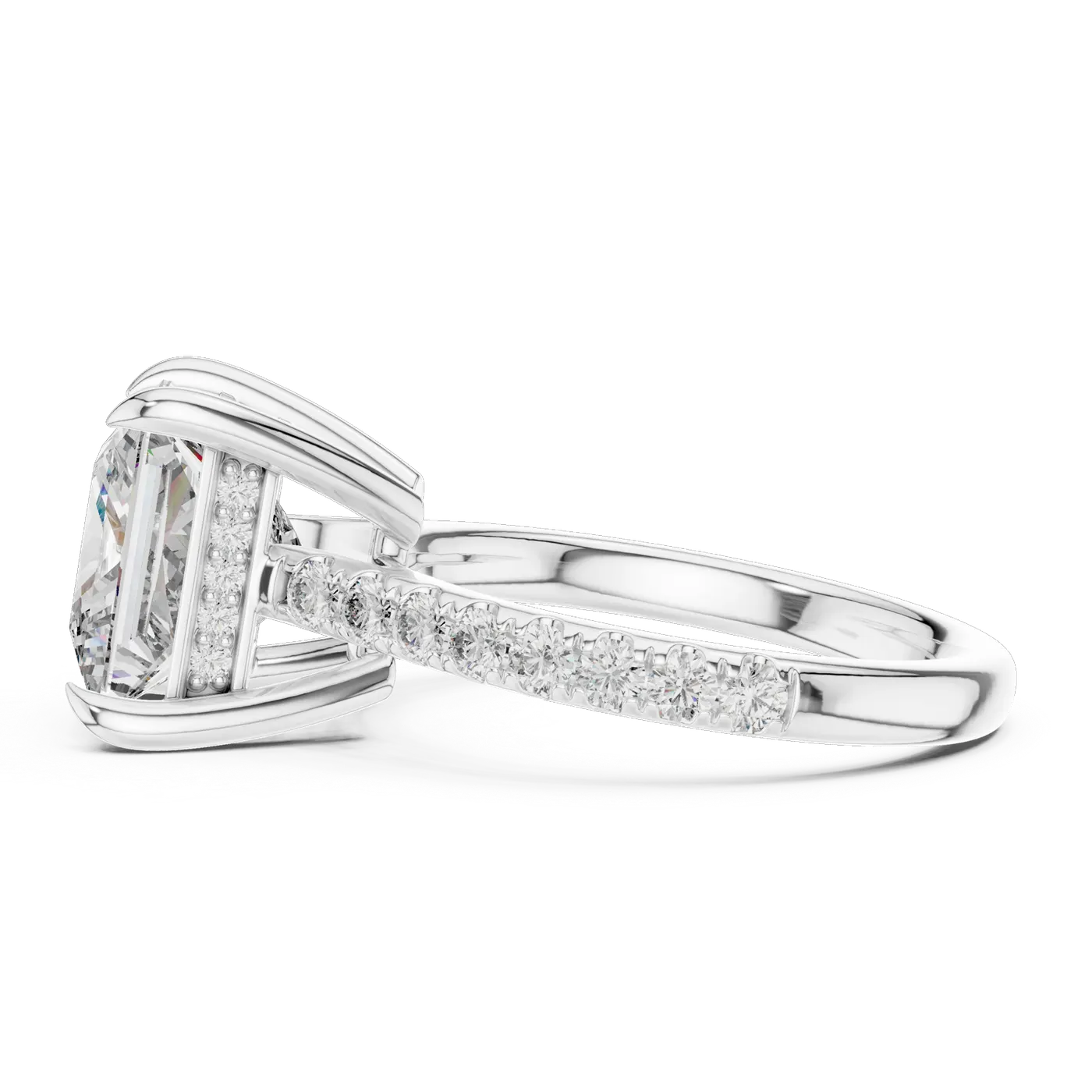 Bague de fiançailles Camélia 4,04 ct en or blanc 18 carats, diamant princesse, vue 3
