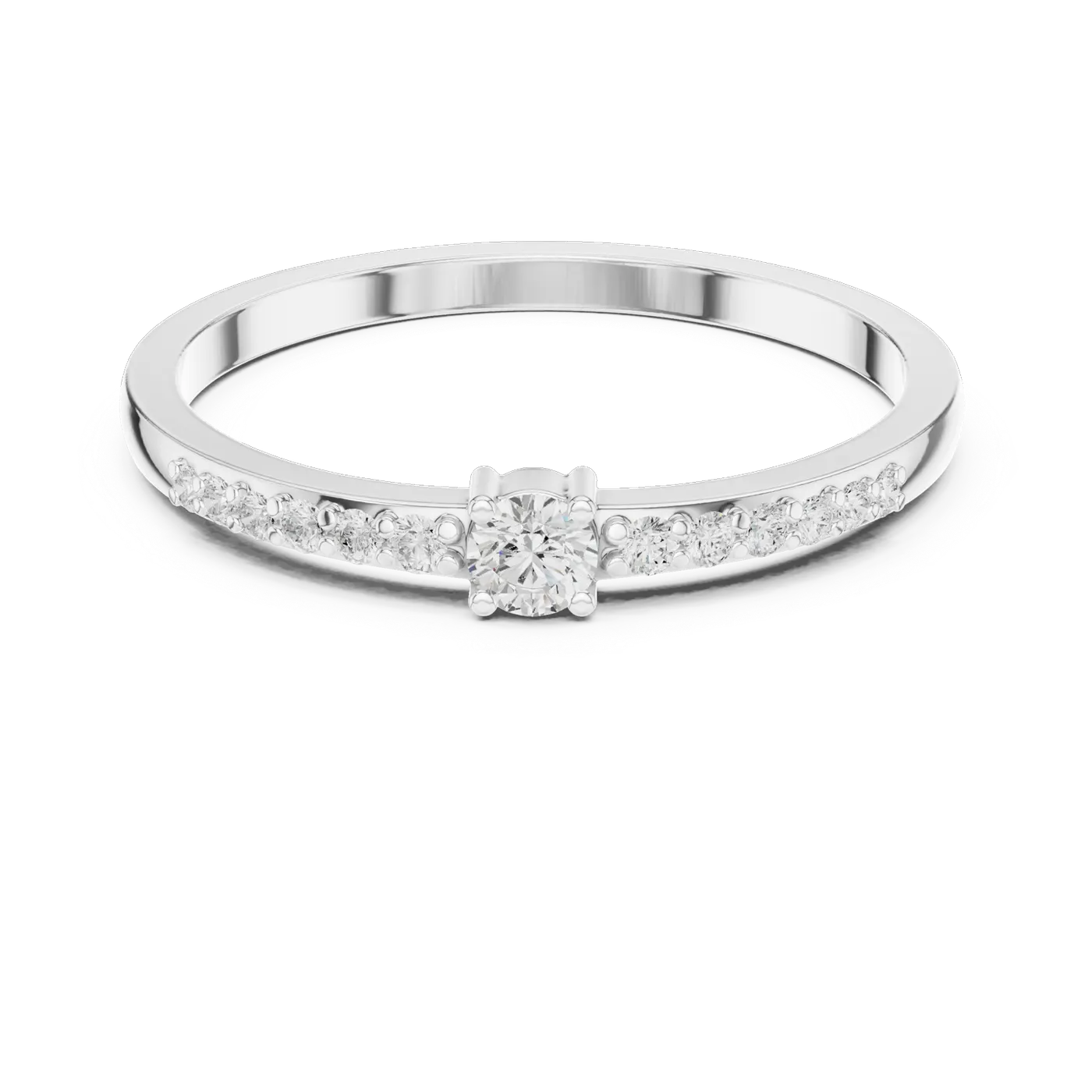Bague de fiançailles Marguerite 0,08 ct en or blanc 18 carats, diamant rond, vue 4