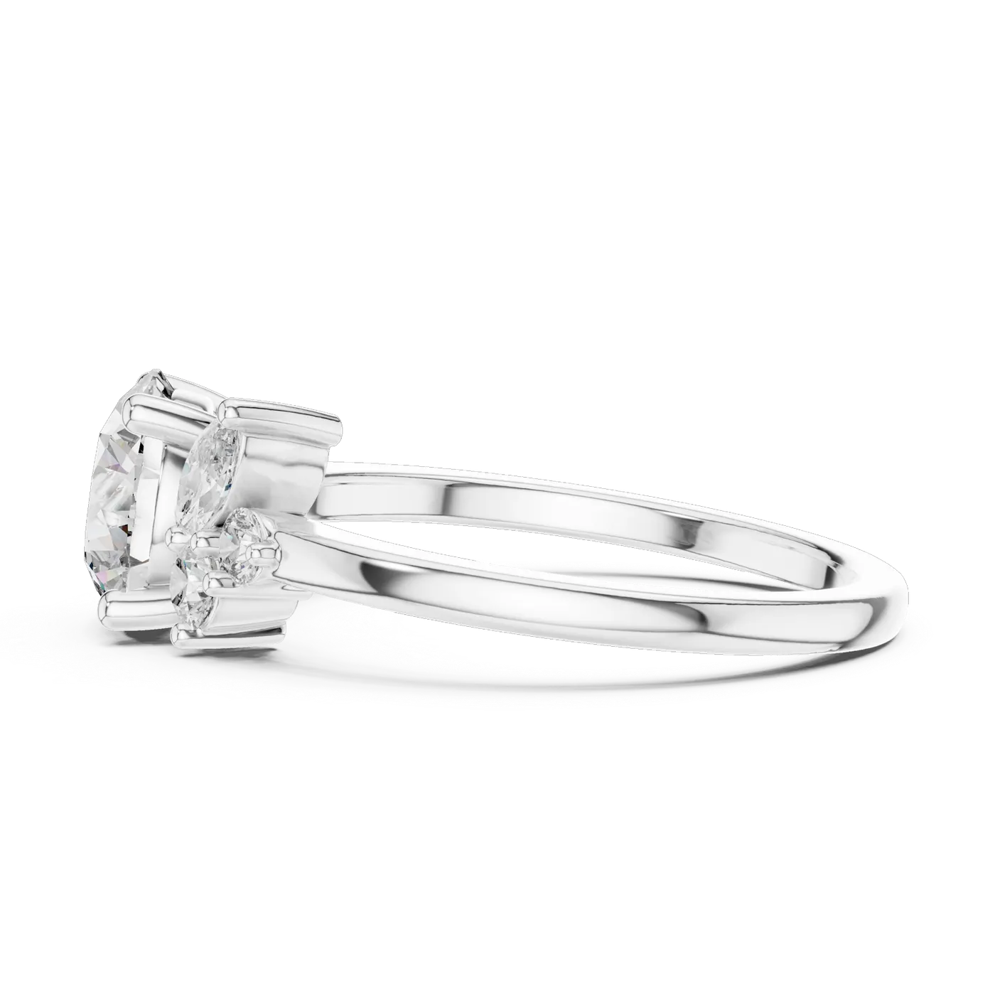 Bague de fiançailles Marguerite 1,46 ct en or blanc 18 carats, diamant rond, vue 3