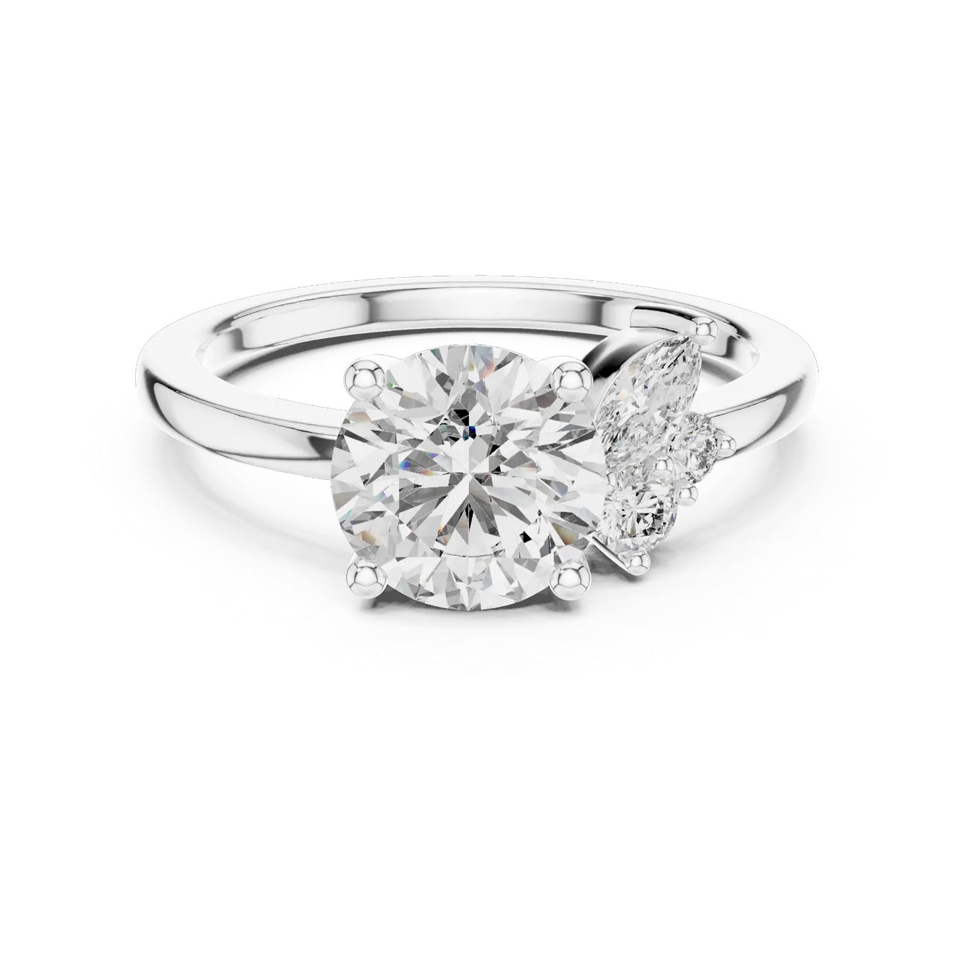 Bague de fiançailles Marguerite 1,46 ct en or blanc 18 carats, diamant rond, vue 4