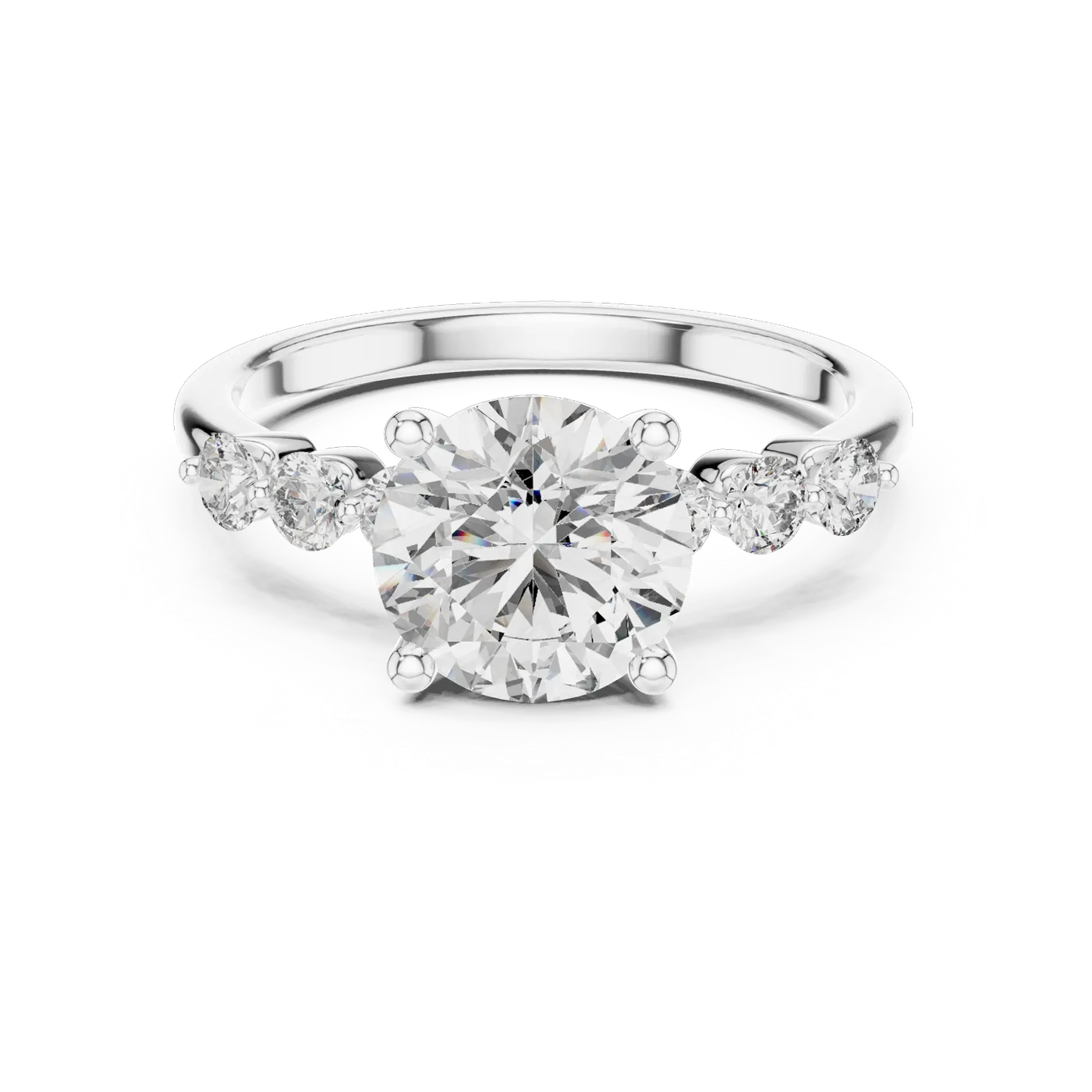 Bague de fiançailles Marguerite 1,92 ct en or blanc 18 carats, diamant rond, vue 4