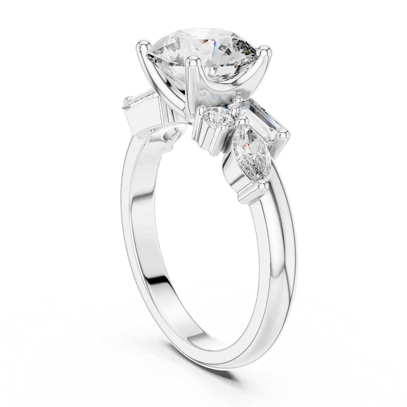 Bague de fiançailles Marguerite 2,07 ct en or blanc 18 carats, diamant rond, vue 3