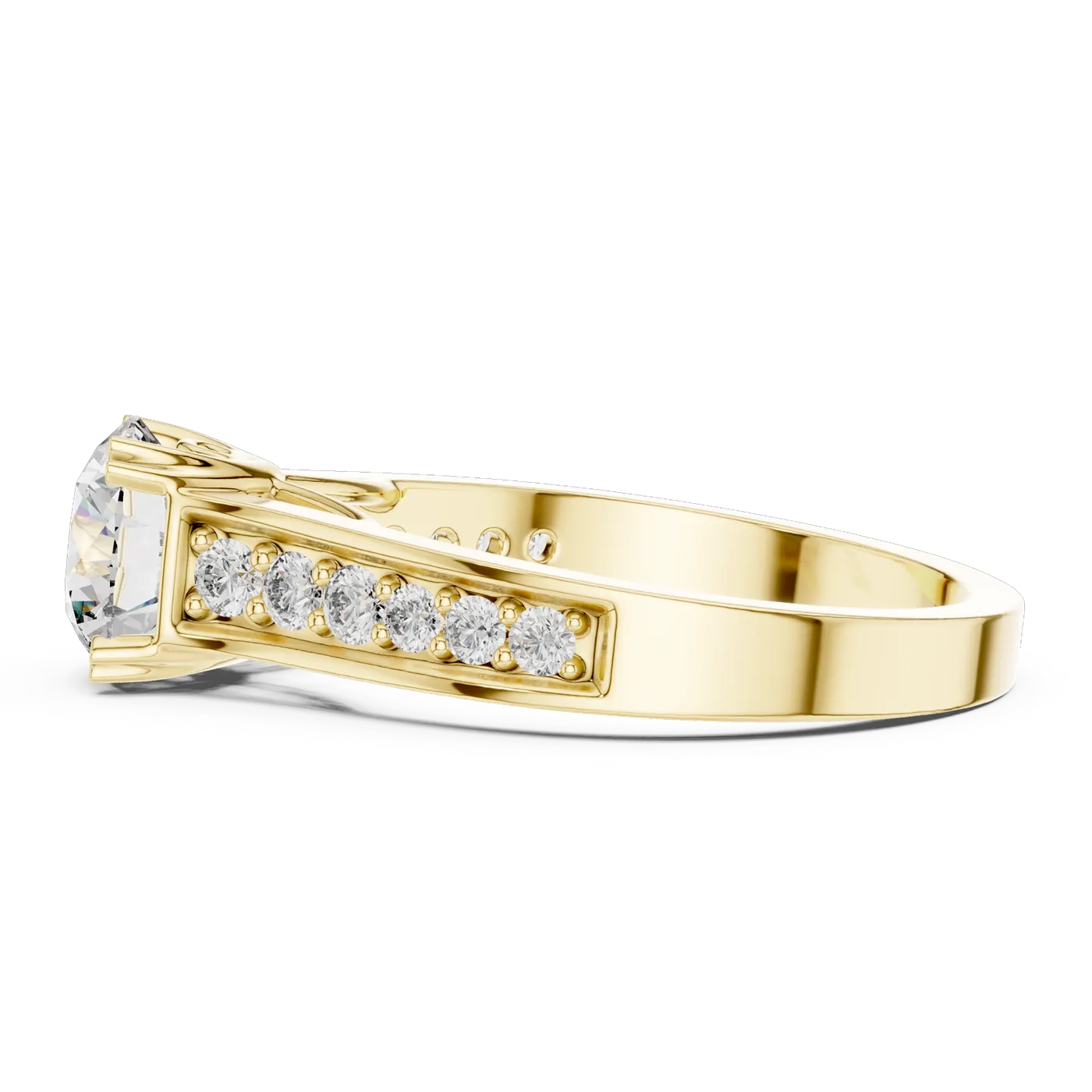 Bague de fiançailles Marguerite 1,35 ct en or jaune 18 carats, diamant rond, vue 3