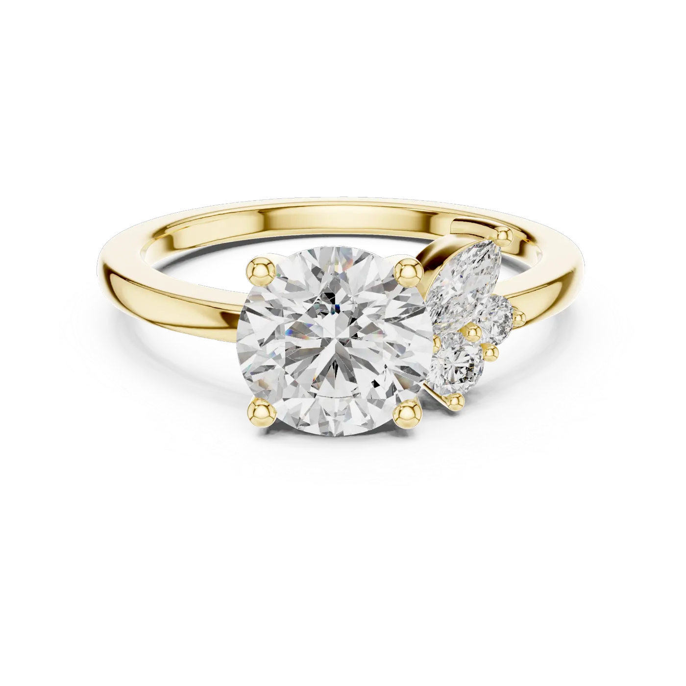Bague de fiançailles Marguerite 1,46 ct en or jaune 18 carats, diamant rond, vue 4