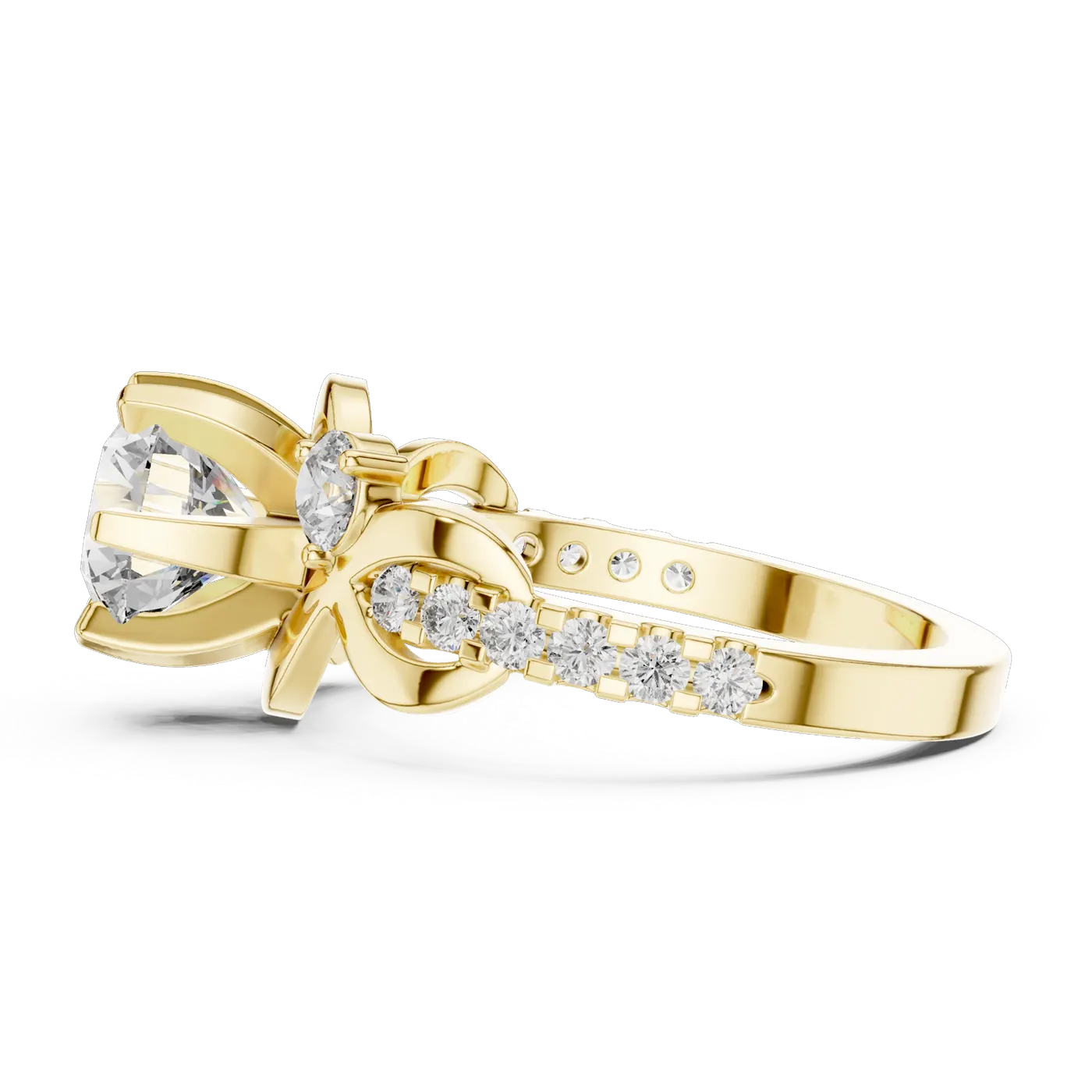 Bague de fiançailles Marguerite 1,46 ct n°3 en or jaune 18 carats, diamant rond, vue 3