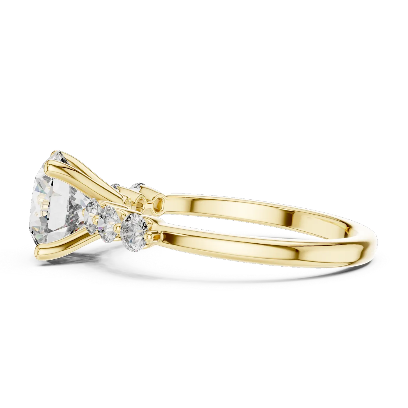 Bague de fiançailles Marguerite 1,92 ct en or jaune 18 carats, diamant rond, vue 3