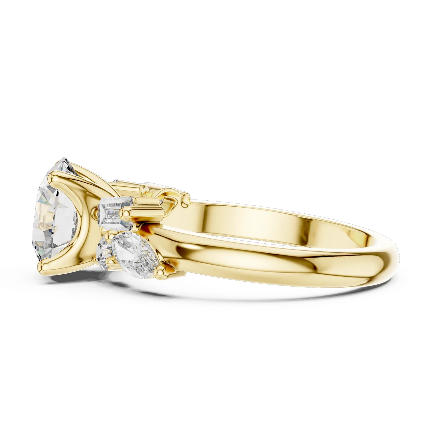 Bague de fiançailles Marguerite 2,07 ct en or jaune 18 carats, diamant rond, vue 1