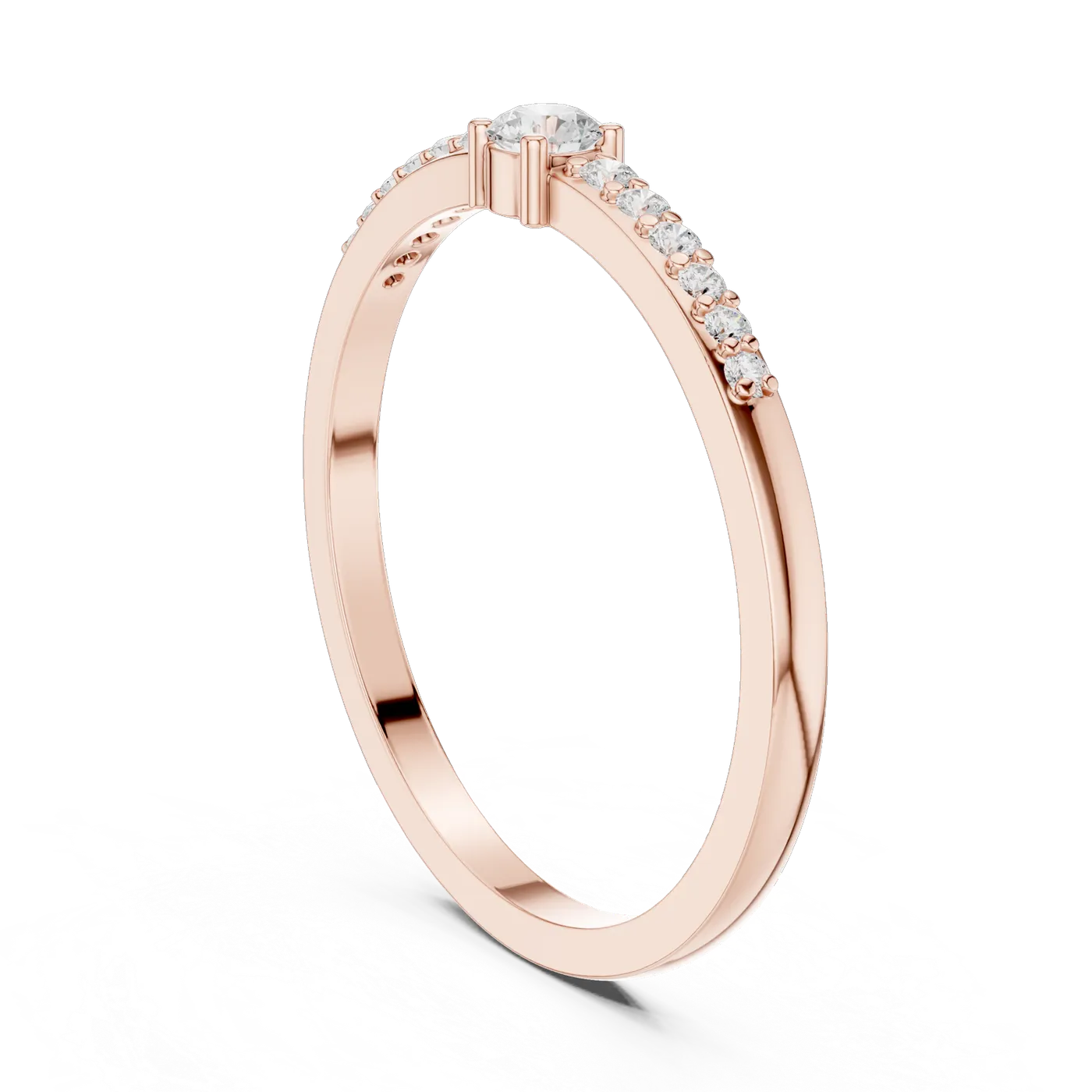 Bague de fiançailles Marguerite 0,08 ct en or rose 18 carats, diamant rond, vue 1