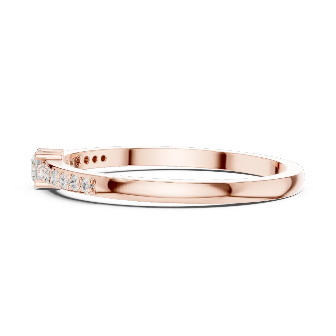 Bague de fiançailles Marguerite 0,08 ct en or rose 18 carats, diamant rond, vue 3