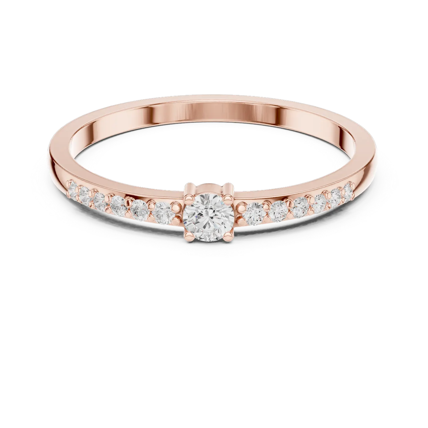 Bague de fiançailles Marguerite 0,08 ct en or rose 18 carats, diamant rond, vue 4