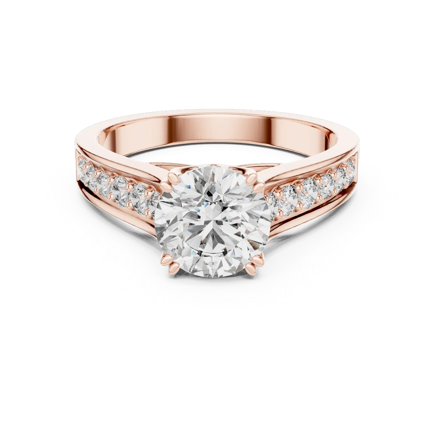 Bague de fiançailles Marguerite 1,35 ct en or rose 18 carats, diamant rond, vue 4
