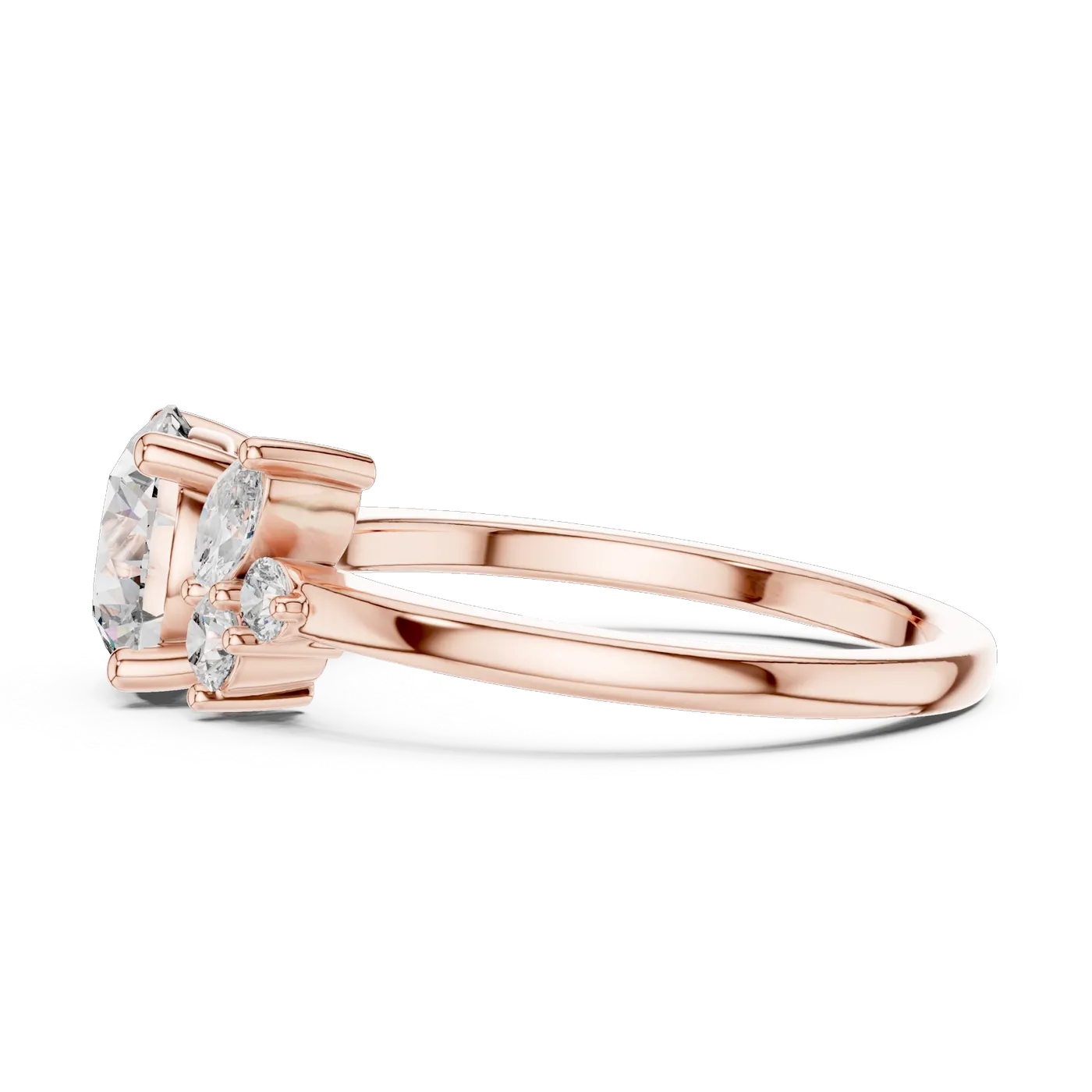 Bague de fiançailles Marguerite 1,46 ct en or rose 18 carats, diamant rond, vue 3