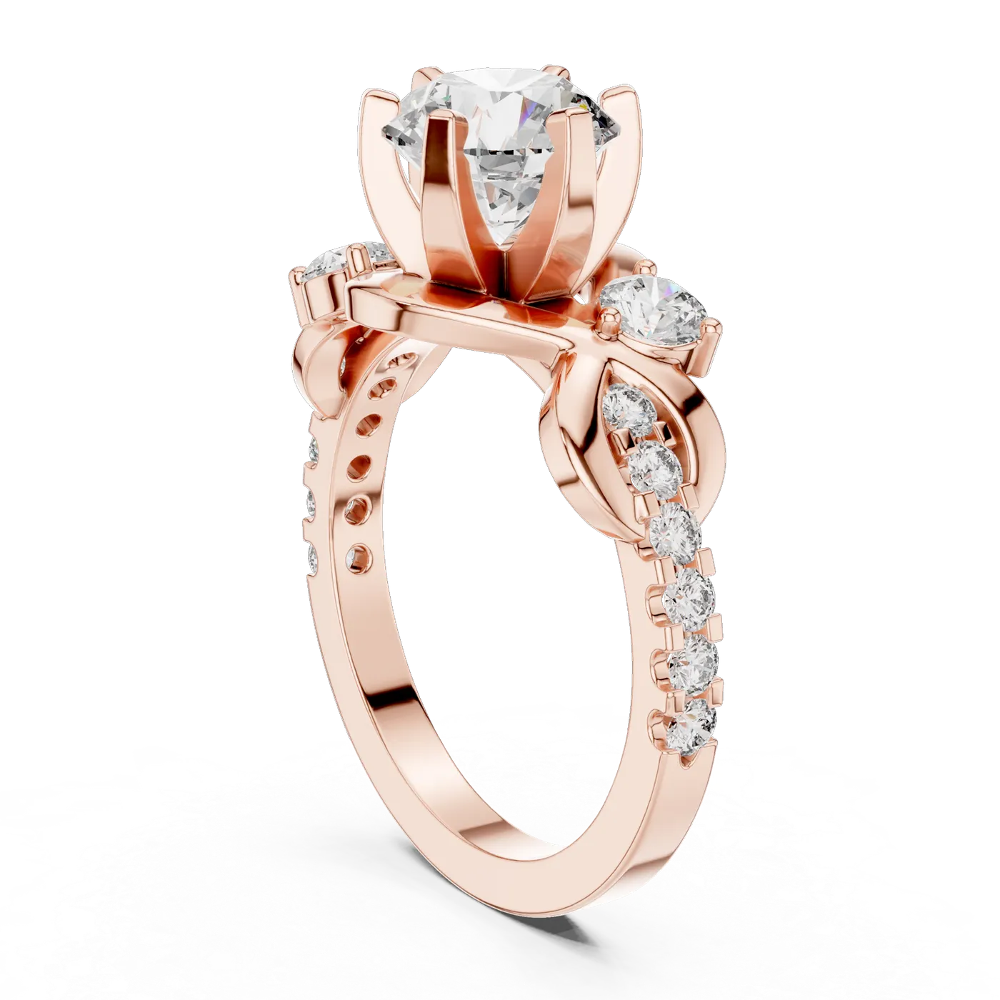 Bague de fiançailles Marguerite 1,46 ct n°3 en or rose 18 carats, diamant rond, vue 1