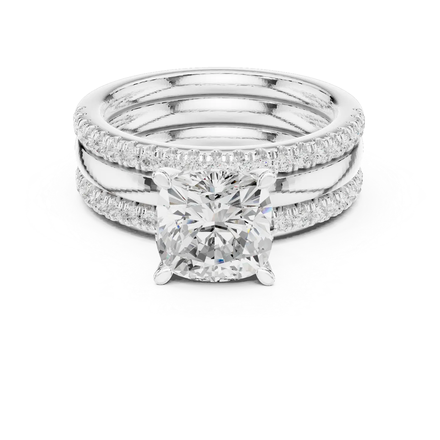 Bague de fiançailles Pivoine 3,45 ct en or blanc 18 carats, diamant coussin, vue 4