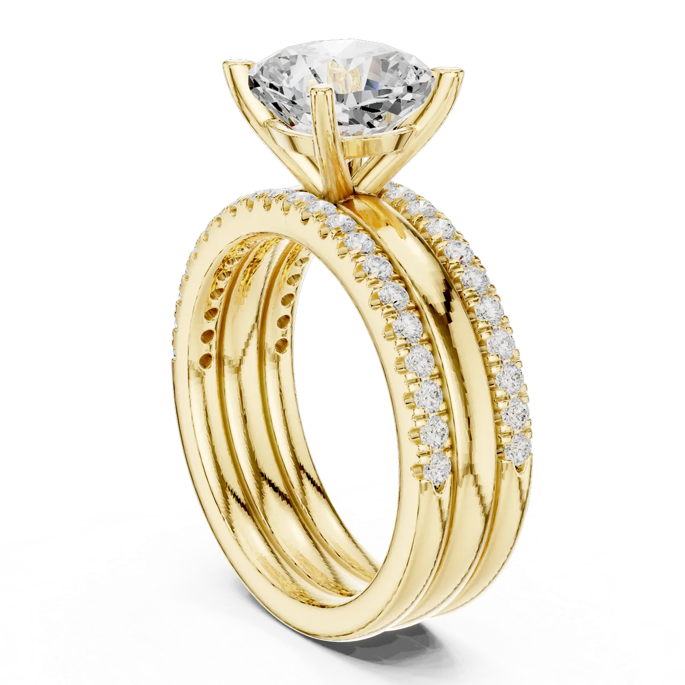 Bague de fiançailles Pivoine 3,45 ct en or jaune 18 carats, diamant coussin, vue 1