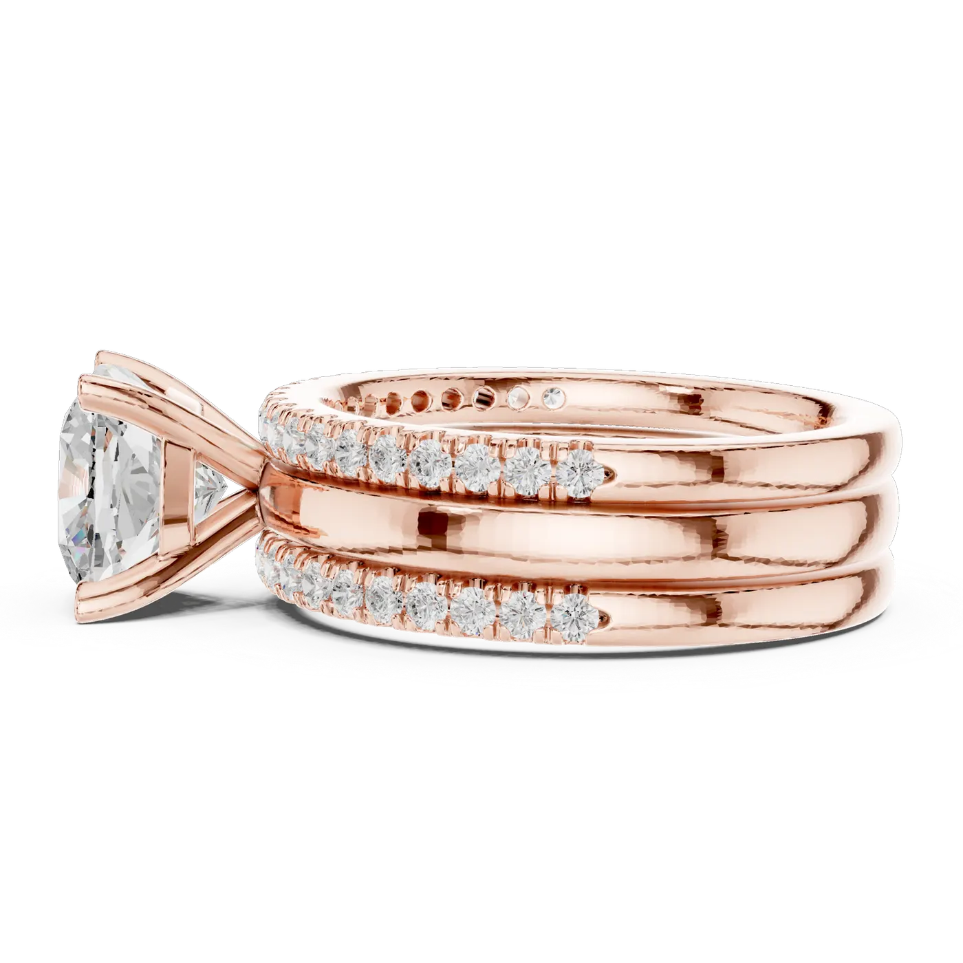 Bague de fiançailles Pivoine 3,45 ct en or rose 18 carats, diamant coussin, vue 3