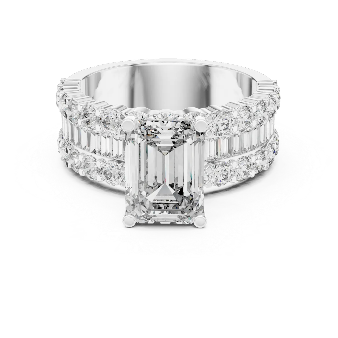 Bague de fiançailles Iris 1,51 ct n°2 en or blanc 18 carats, diamant taille émeraude, vue 3