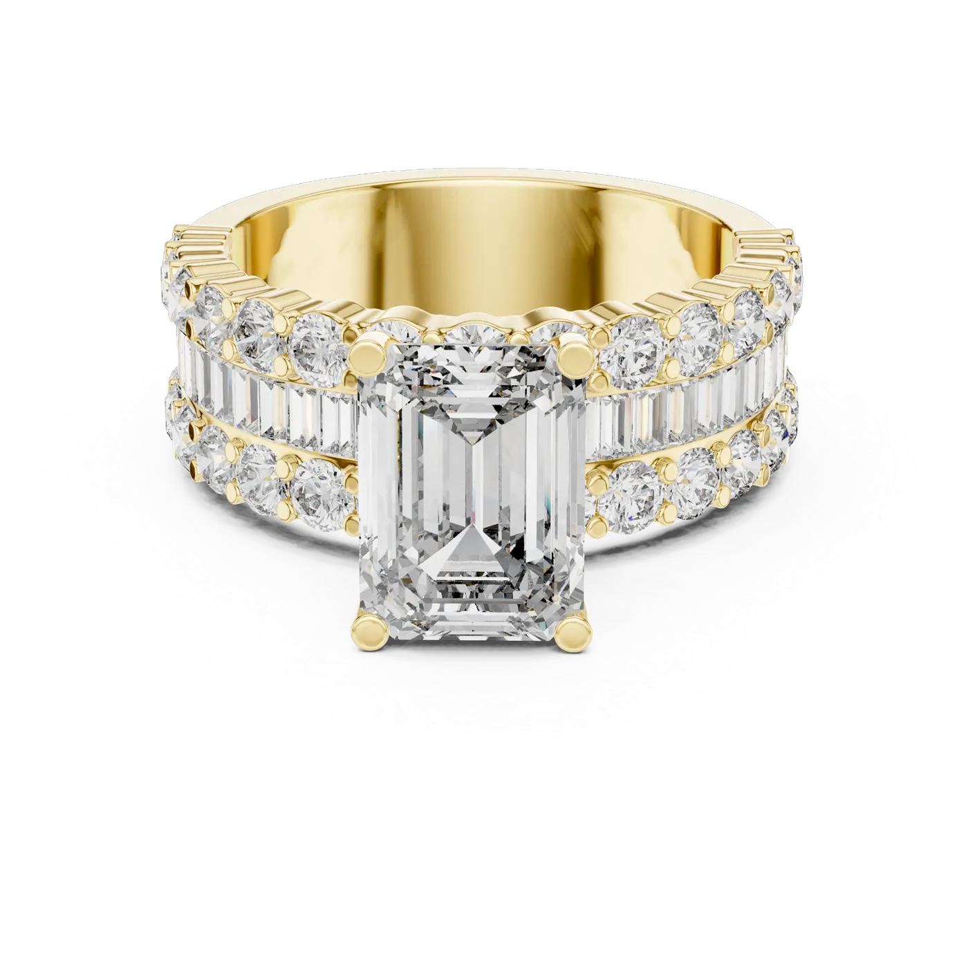Bague de fiançailles Iris 1,51 ct n°2 en or jaune 18 carats, diamant taille émeraude, vue 4