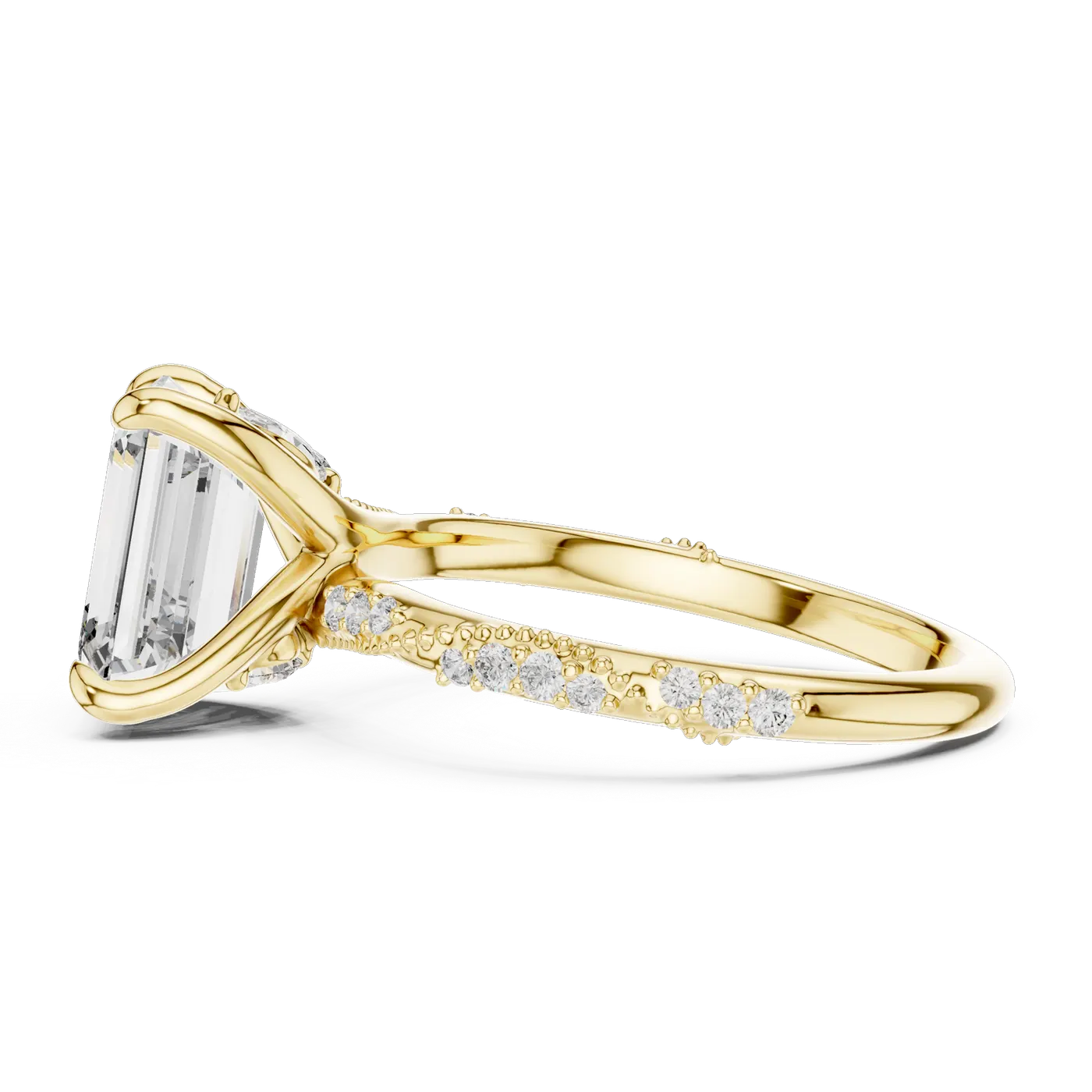 Bague de fiançailles Iris 1,75 ct en or jaune 18 carats, diamant taille émeraude, vue 3