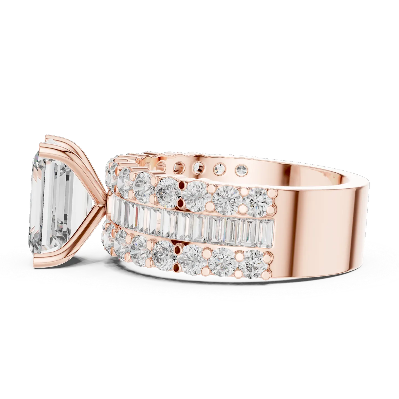 Bague de fiançailles Iris 1,51 ct n°2 en or rose 18 carats, diamant taille émeraude, vue 1
