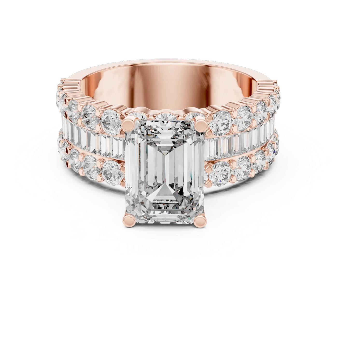 Bague de fiançailles Iris 1,51 ct n°2 en or rose 18 carats, diamant taille émeraude, vue 3