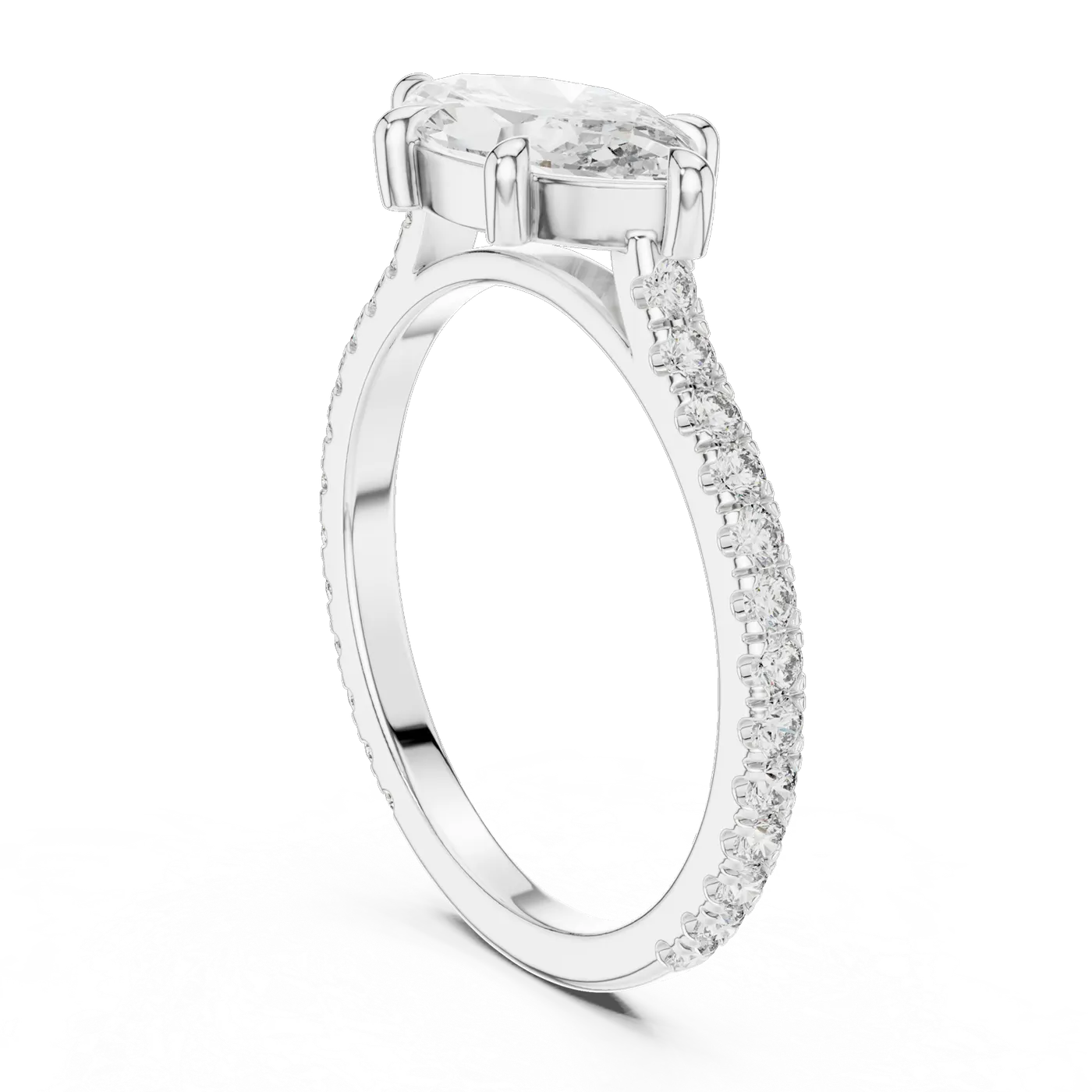 Bague de fiançailles Lys 1,56 ct en or blanc 18 carats, diamant marquise, vue 1