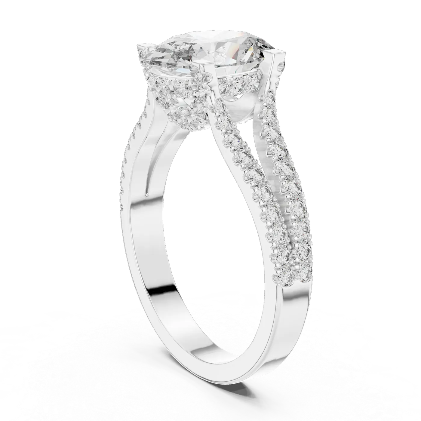 Bague de fiançailles Magnolia 1,51 ct en or blanc 18 carats, diamant ovale, vue 1