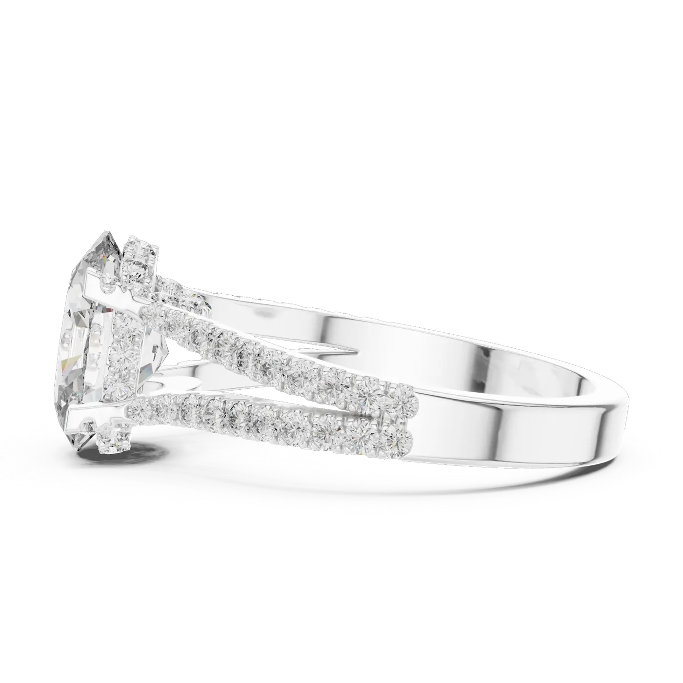 Bague de fiançailles Magnolia 1,51 ct en or blanc 18 carats, diamant ovale, vue 3