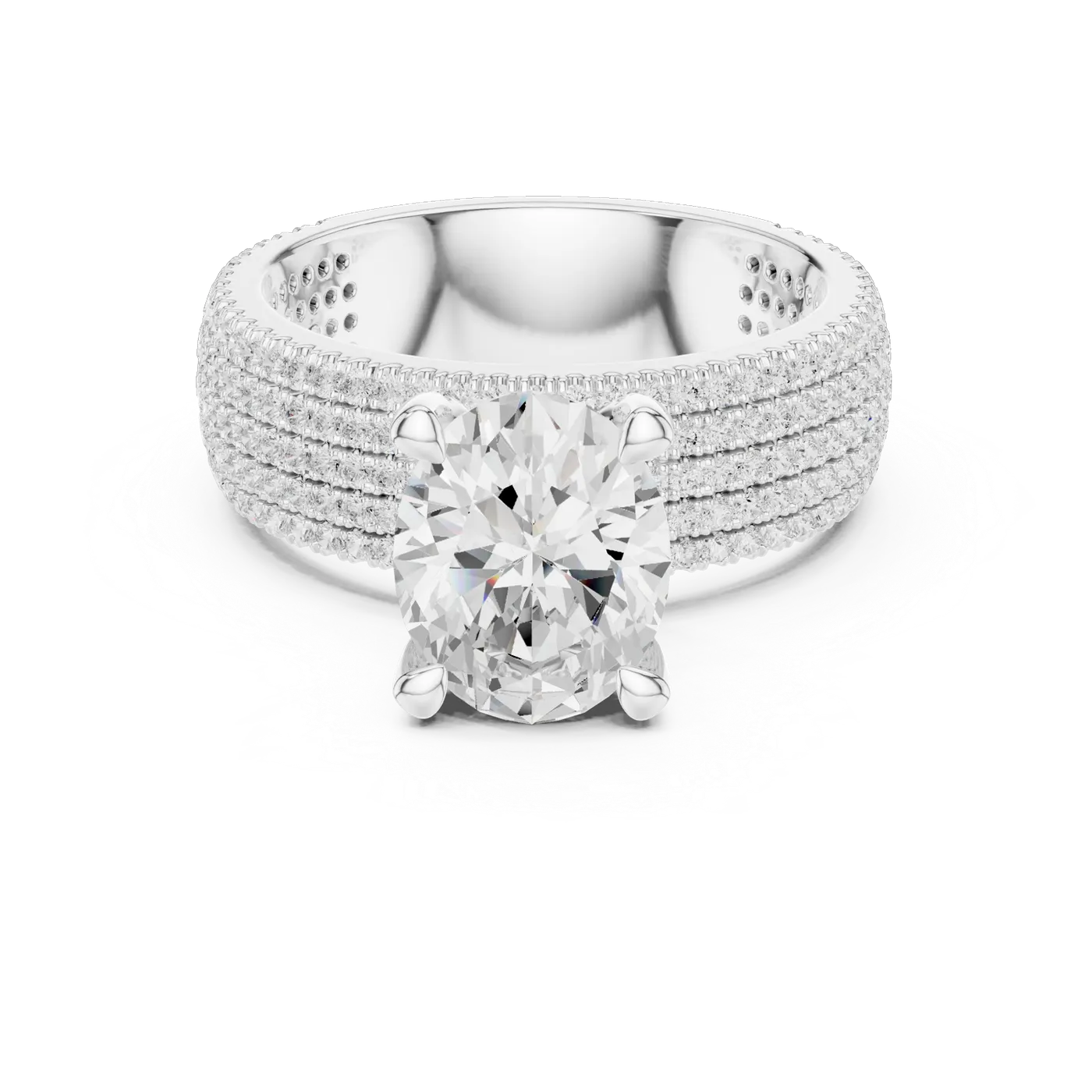 Bague de fiançailles Magnolia 2,12 ct en or blanc 18 carats, diamant ovale, vue 4