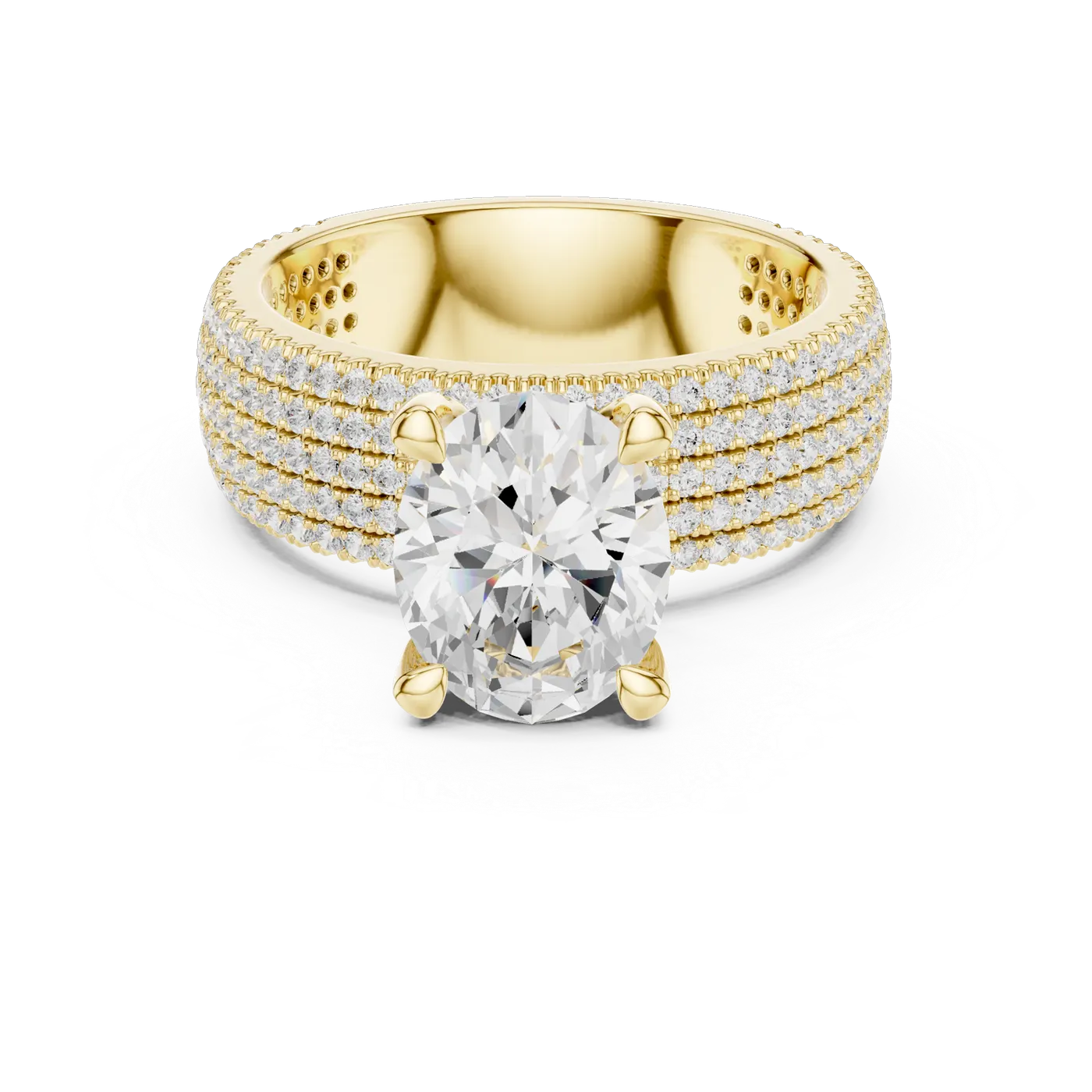 Bague de fiançailles Magnolia 2,12 ct en or jaune 18 carats, diamant ovale, vue 4