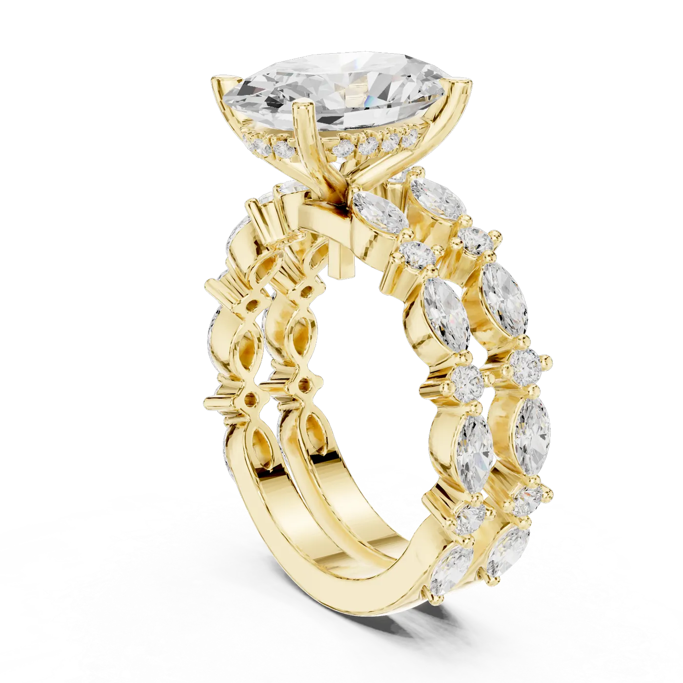Bague de fiançailles Magnolia 3,05 ct en or jaune 18 carats, diamant ovale, vue 1