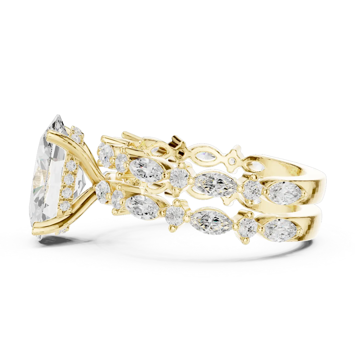 Bague de fiançailles Magnolia 3,05 ct en or jaune 18 carats, diamant ovale, vue 3