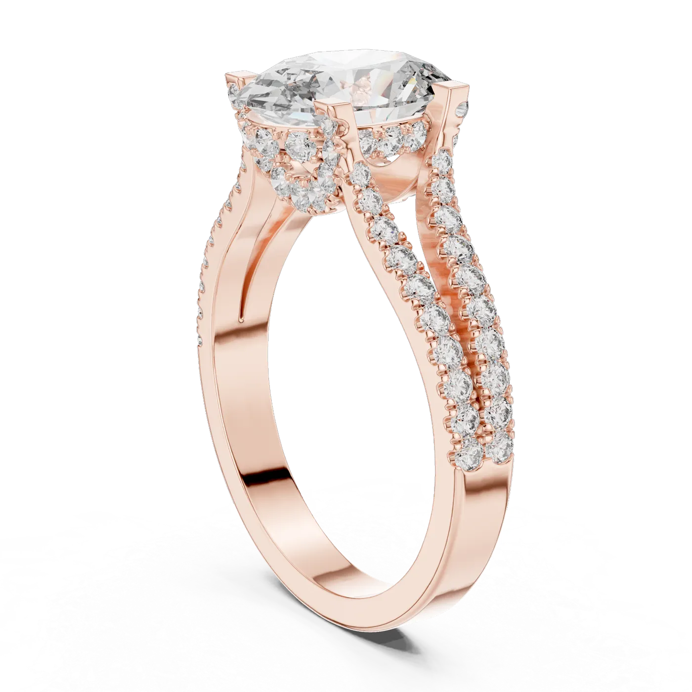 Bague de fiançailles Magnolia 1,51 ct en or rose 18 carats, diamant ovale, vue 1