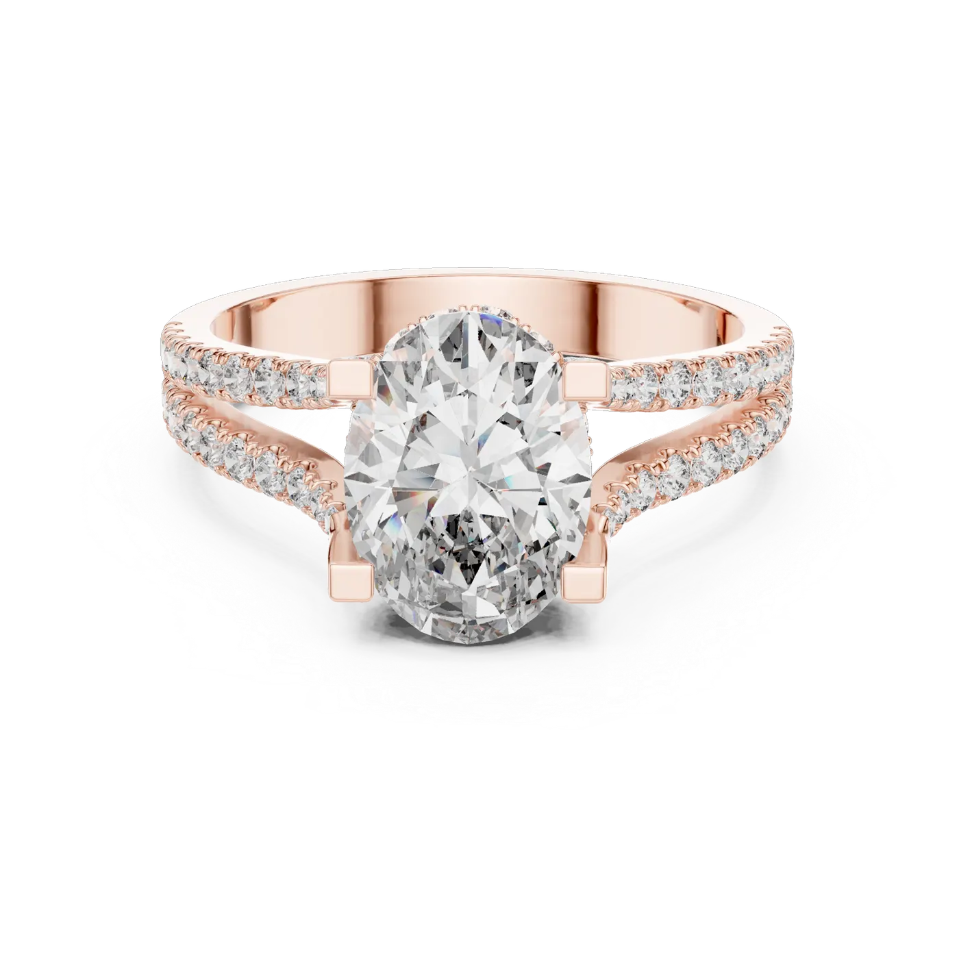 Bague de fiançailles Magnolia 1,51 ct en or rose 18 carats, diamant ovale, vue 4